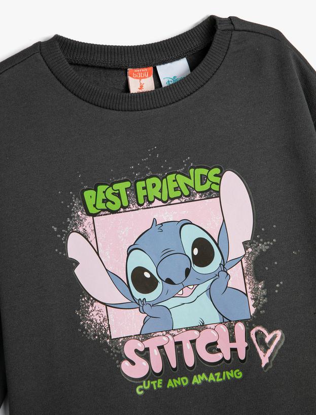 Stitch Sweat Lisanslı Uzun Kollu Bisiklet Yaka Pamuklu_2