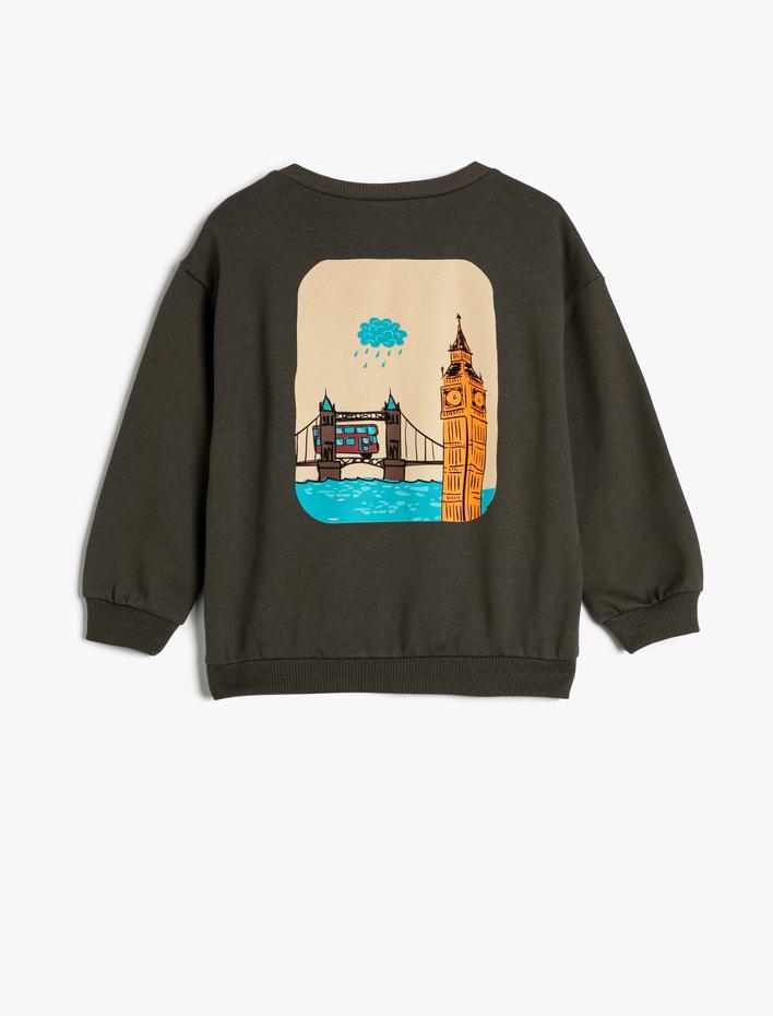 Erkek Bebek Sweat Uzun Kollu Bisiklet Yaka Şehir Baskılı Şardonlu Pamuklu