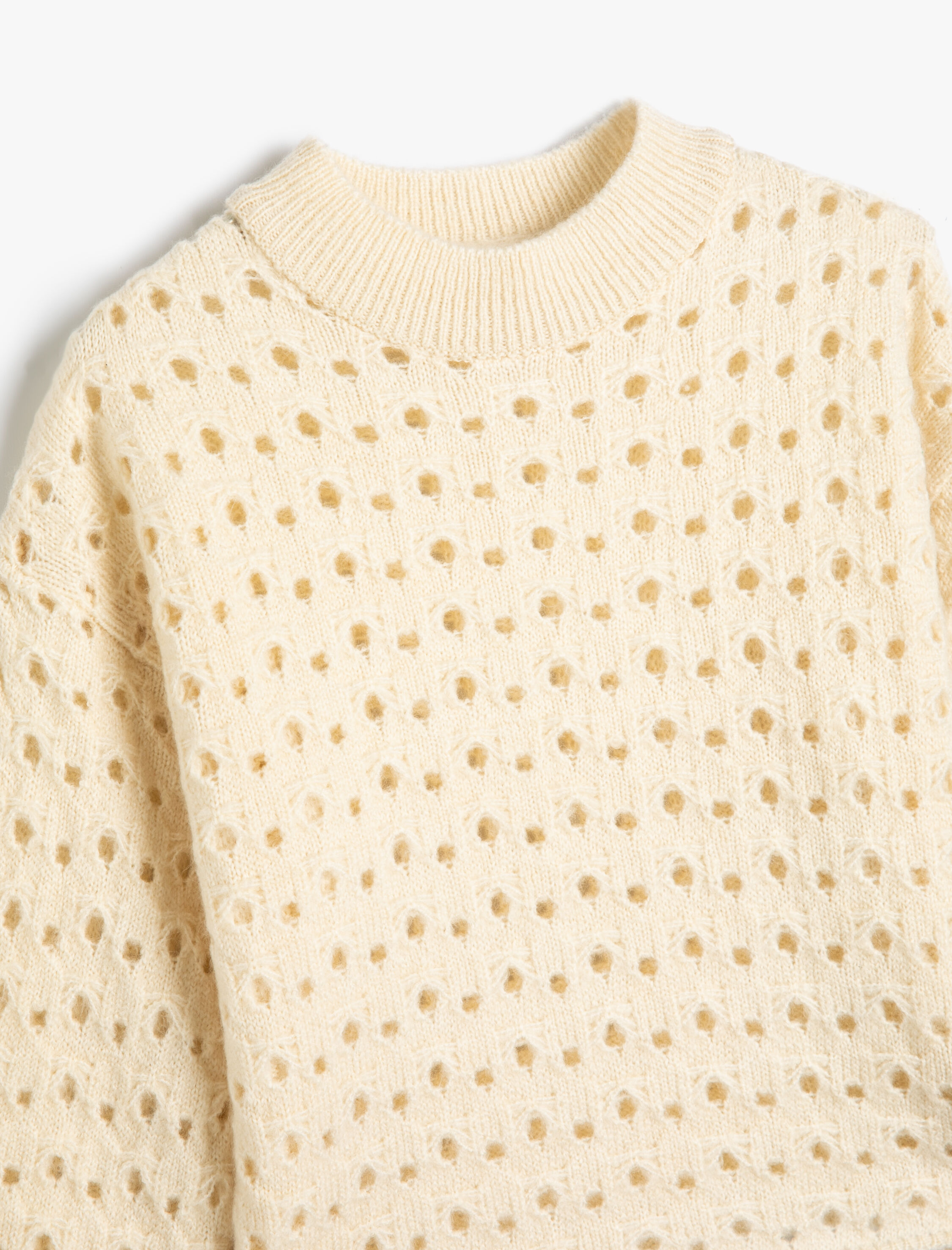  Kız Çocuk Örgü Kazak Yarım Balıkçı Yaka Uzun Kollu