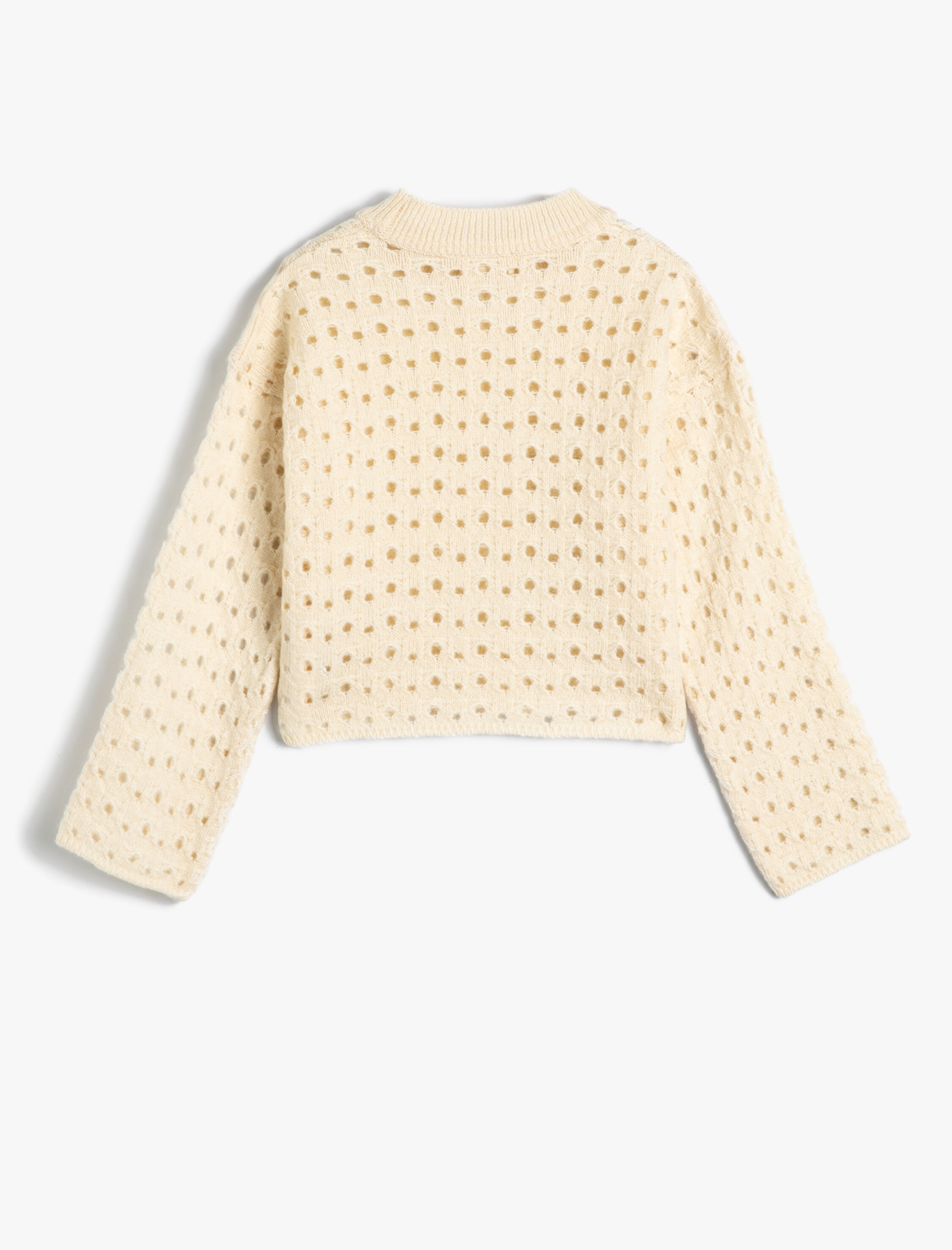  Kız Çocuk Örgü Kazak Yarım Balıkçı Yaka Uzun Kollu