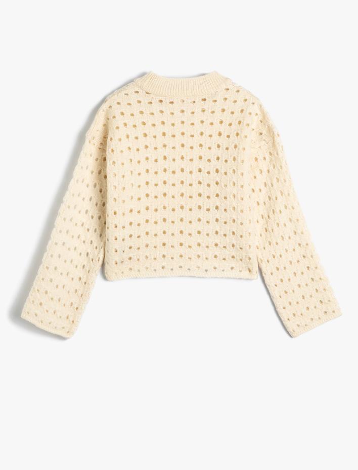 Kız Çocuk Örgü Kazak Yarım Balıkçı Yaka Uzun Kollu