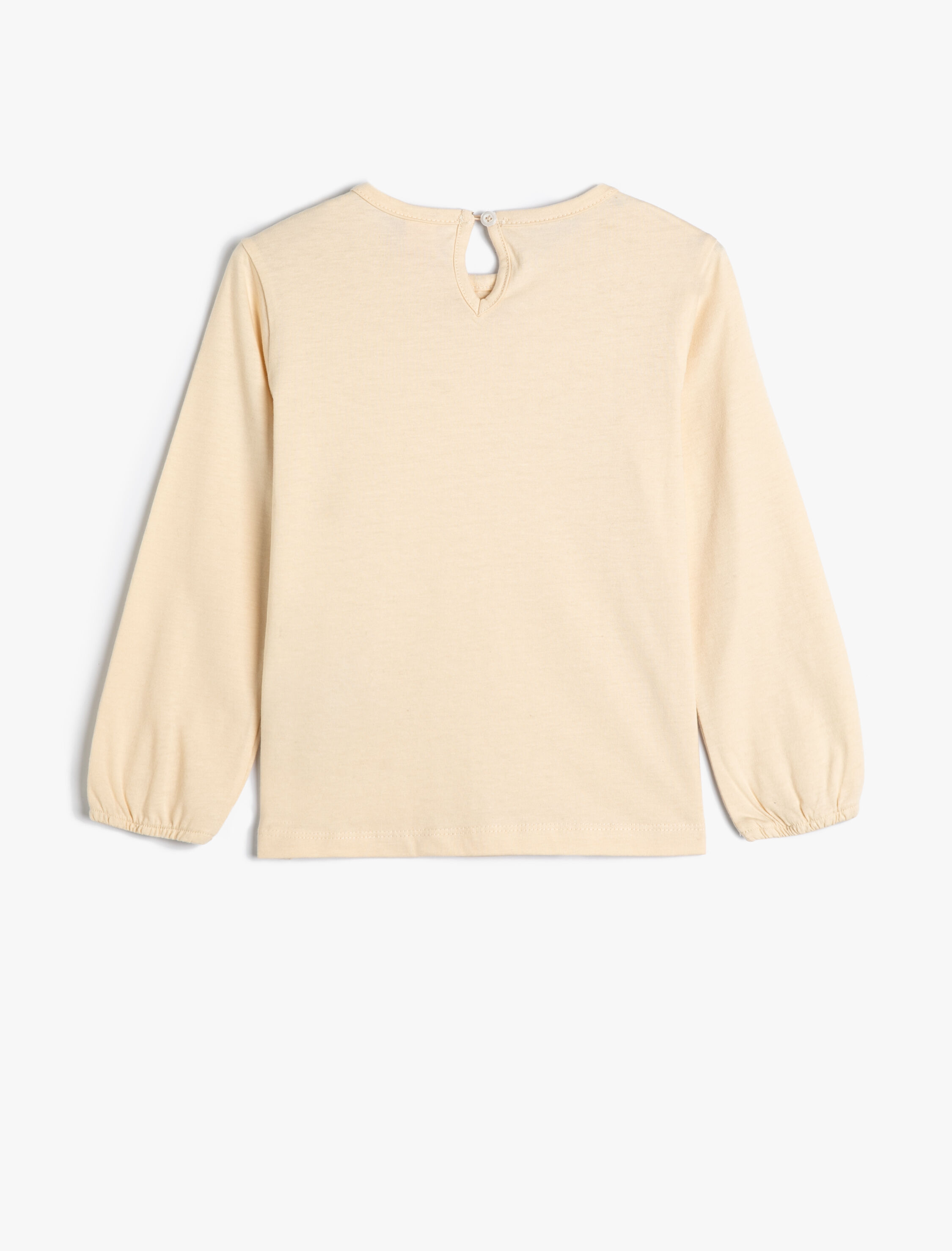  Kız Bebek Basic Fırfırlı Tişört Uzun Kollu Tişört Bisiklet Yaka Pamuklu