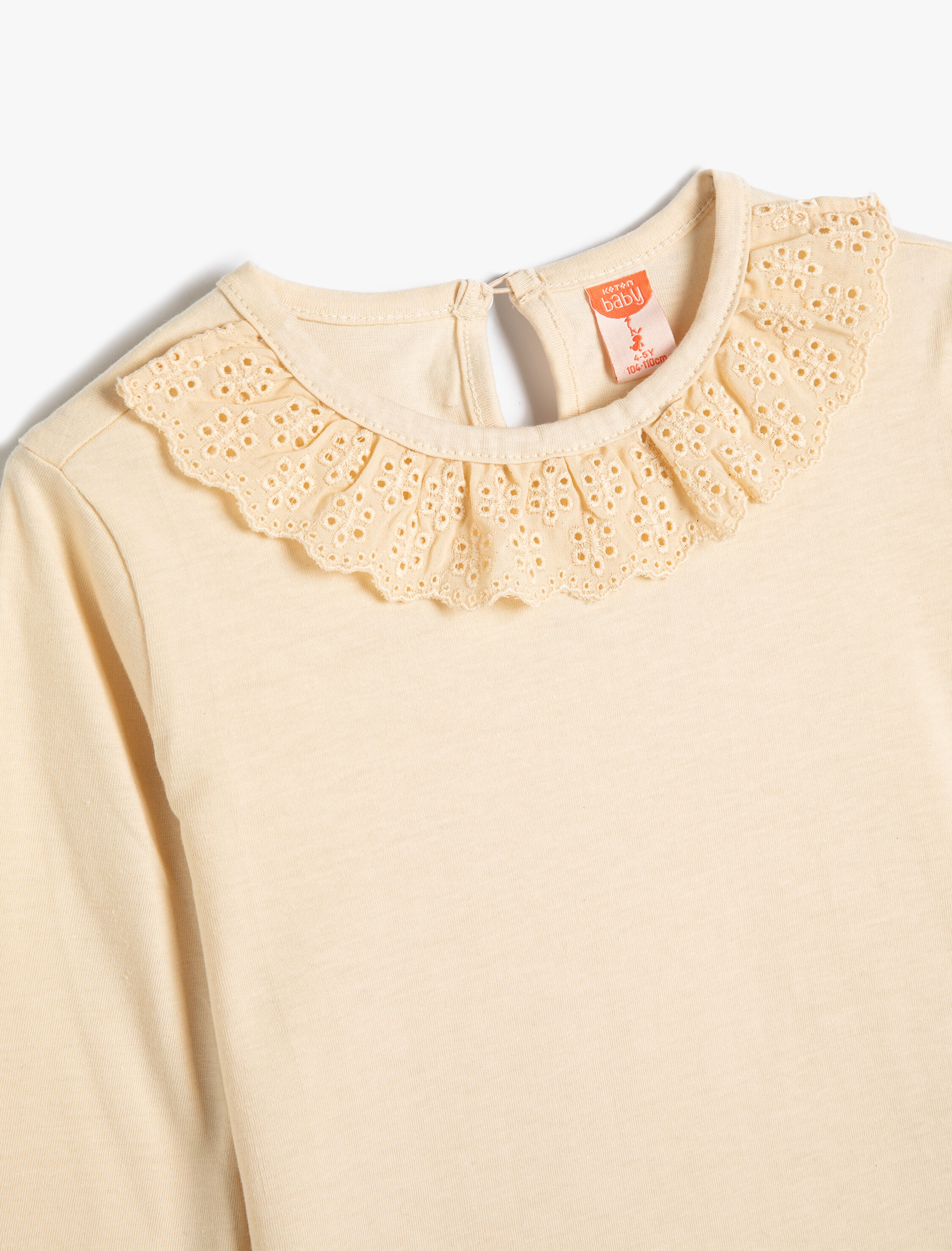  Kız Bebek Basic Fırfırlı Tişört Uzun Kollu Tişört Bisiklet Yaka Pamuklu