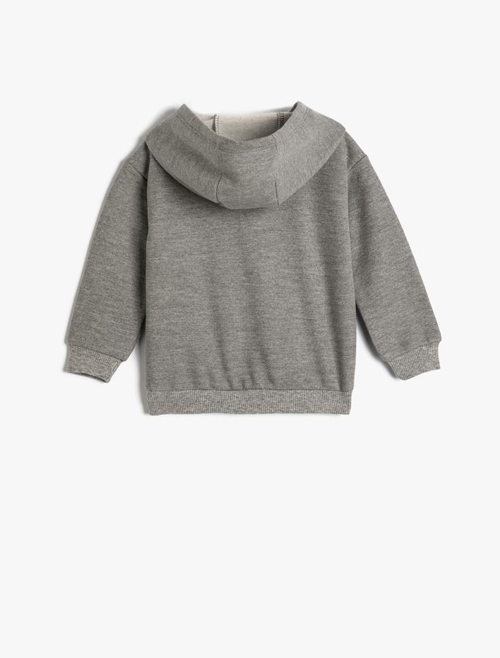 Erkek Bebek Kapşonlu Sweatshirt Uzun Kollu Hayalet Baskı Detaylı Şardonlu