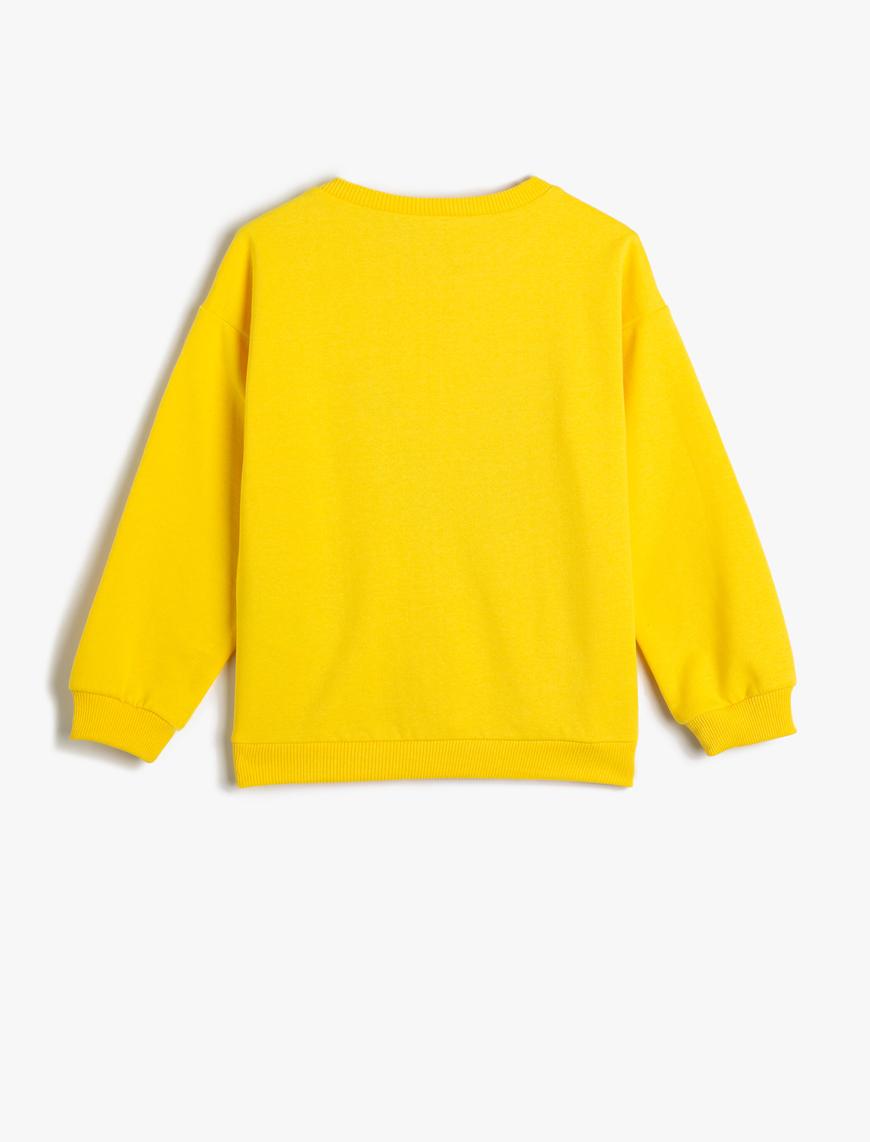  Kız Çocuk Tweety Sweat Lisanslı Pullu Payetli Uzun Kollu Bisiklet Yaka Şardonlu