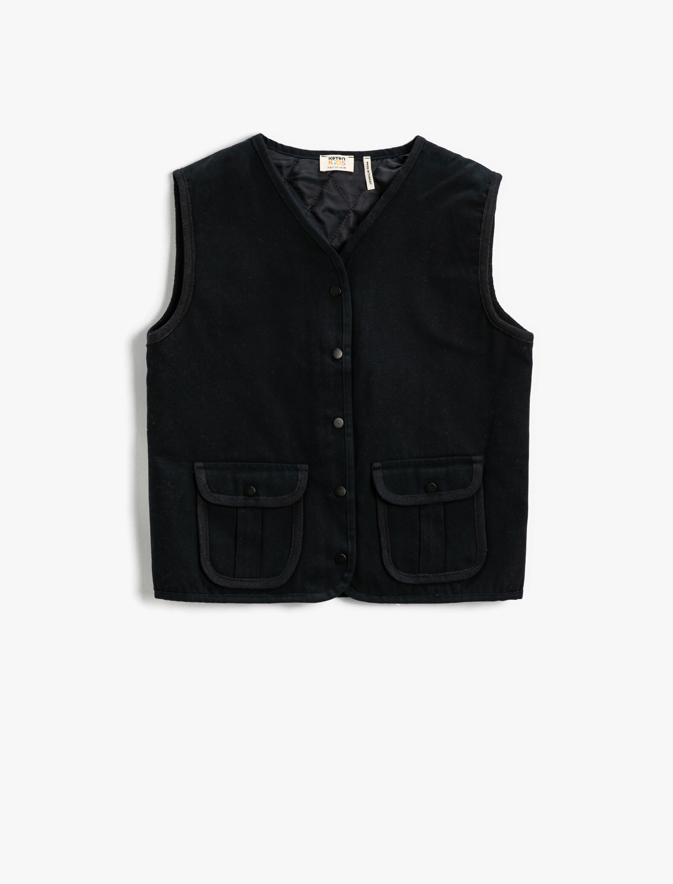  Erkek Çocuk V Yaka Yelek Pamuklu Kapitone Astarlı