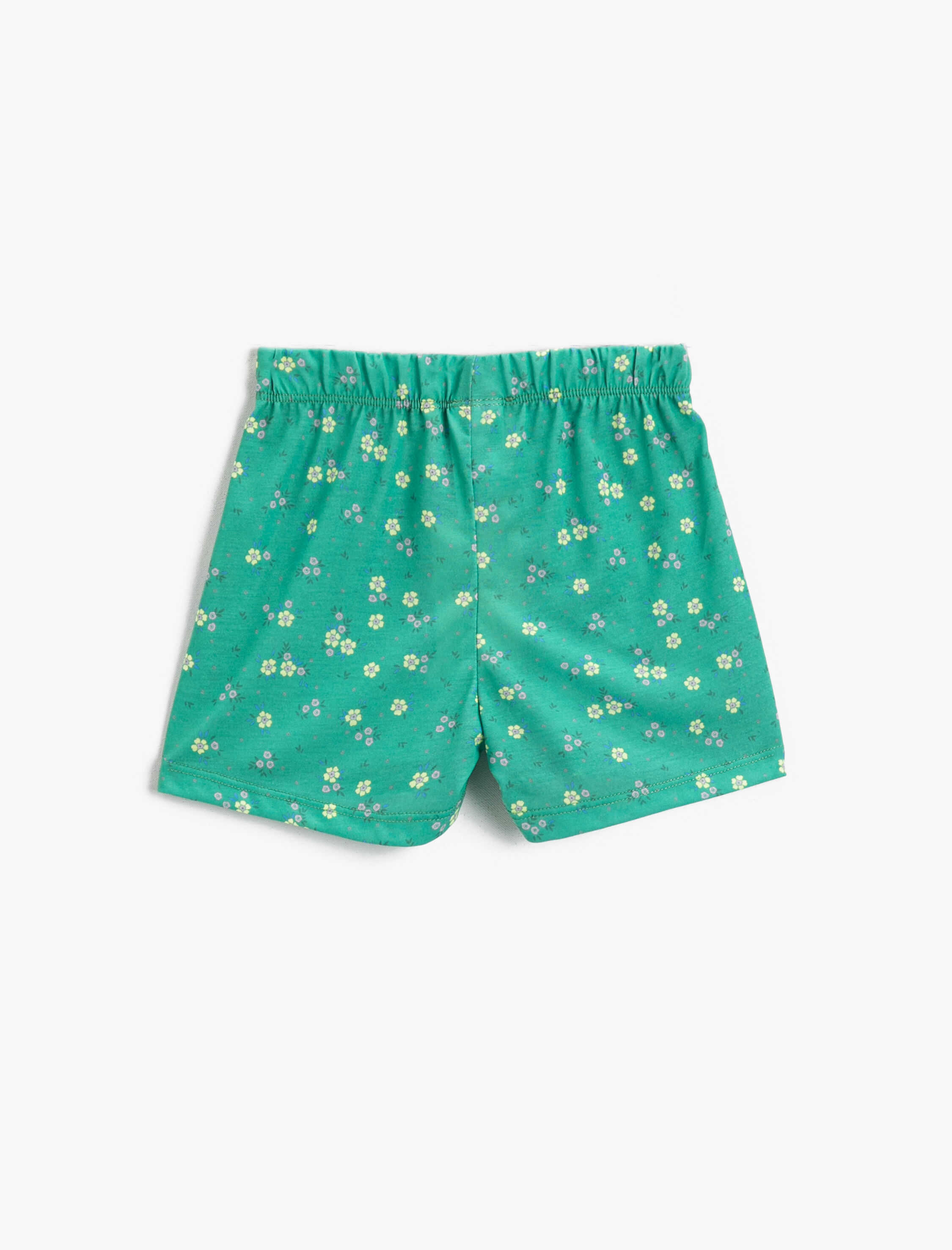  Kız Çocuk Kısa Şort Çiçek Desenli Beli Lastikli Pamuklu