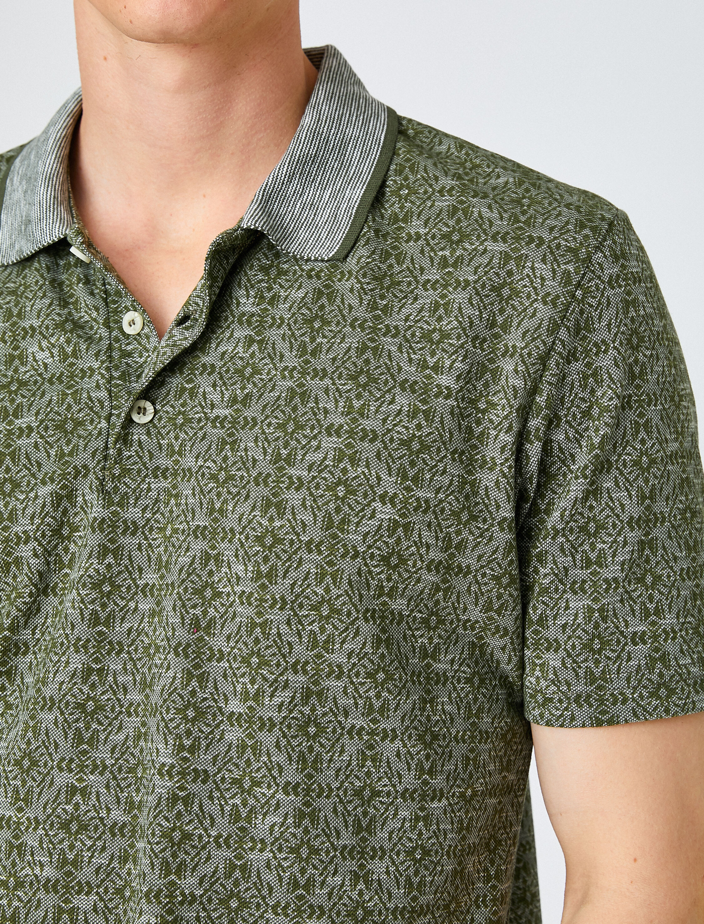 Yeşil Erkek Desenli Polo Yaka Tişört 2SAM10379MK | Koton