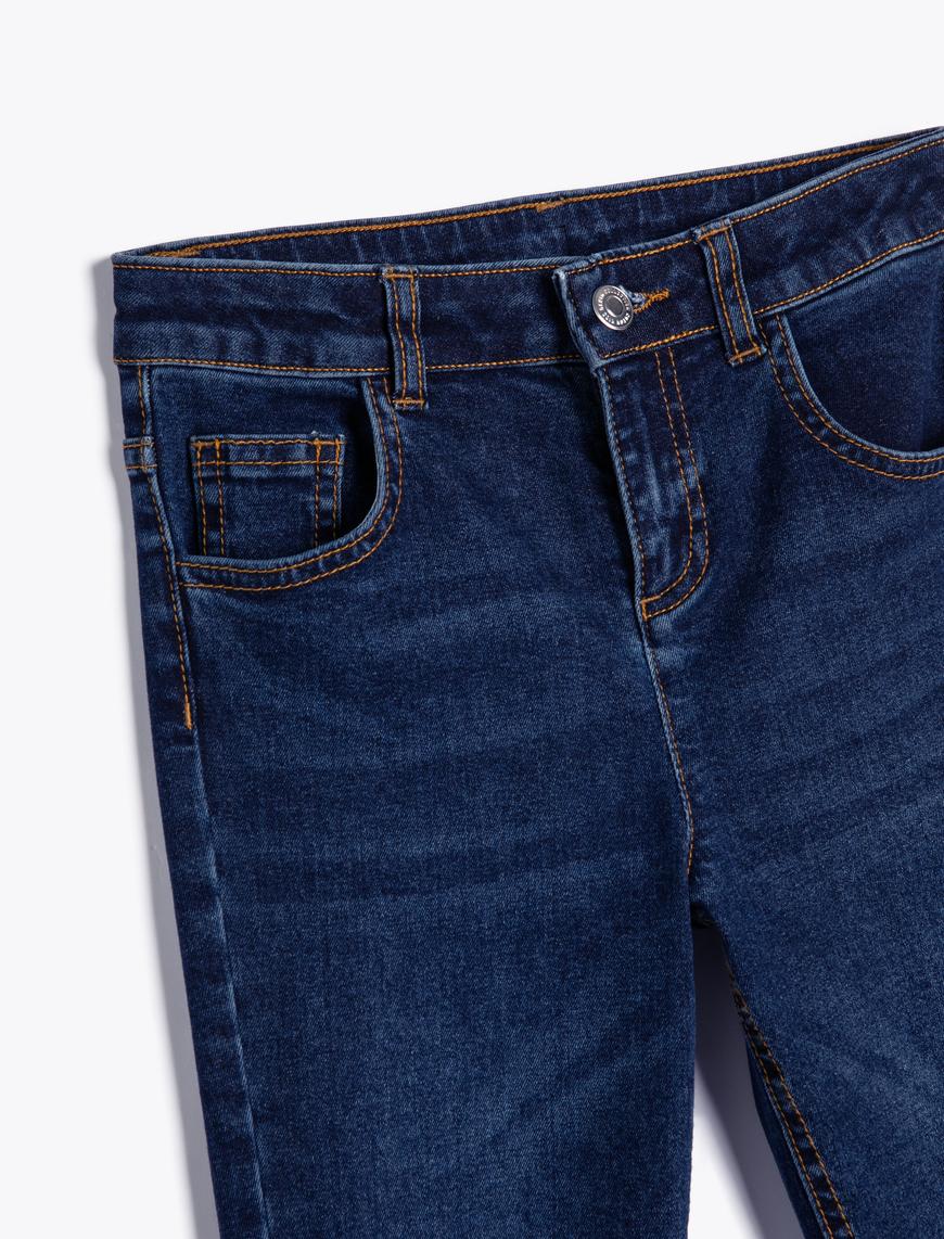  Erkek Çocuk Normal Bel Dar Paça Pamuklu Kot Pantolon - Slim Jean