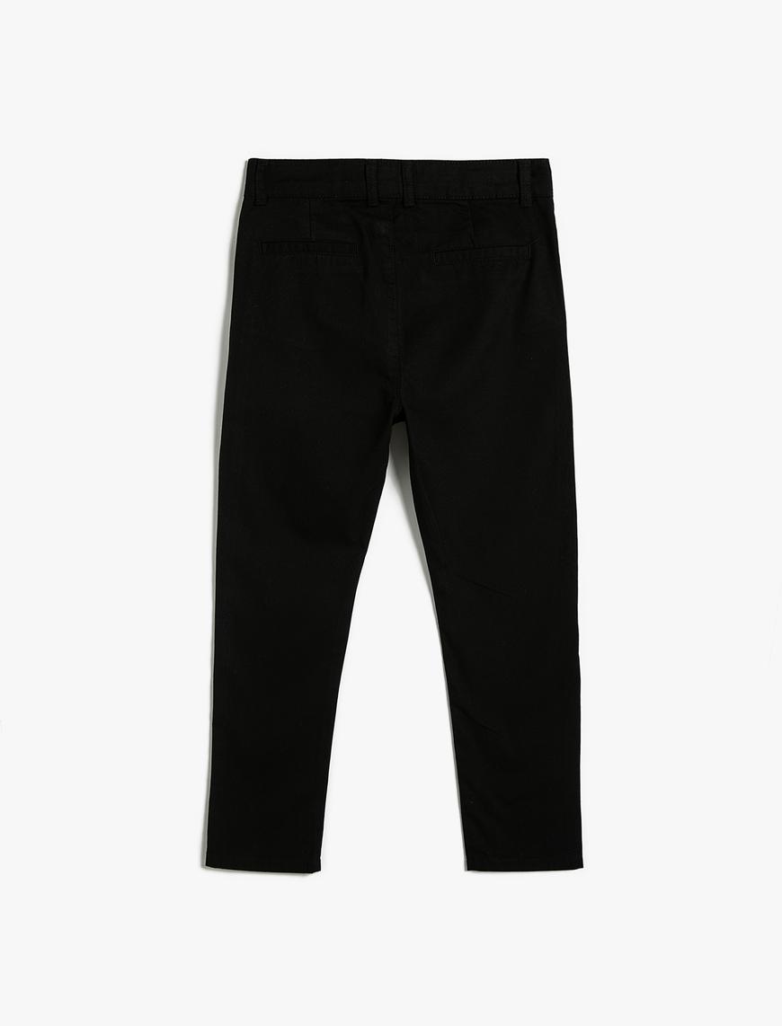  Erkek Çocuk Canvas Pantolon Cepli Normal Paça Pamuklu