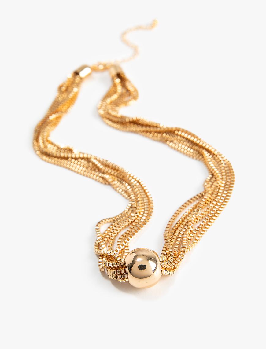  Kadın Zincir Çelik Kolye Çok Katlı Geometrik Charm Detaylı