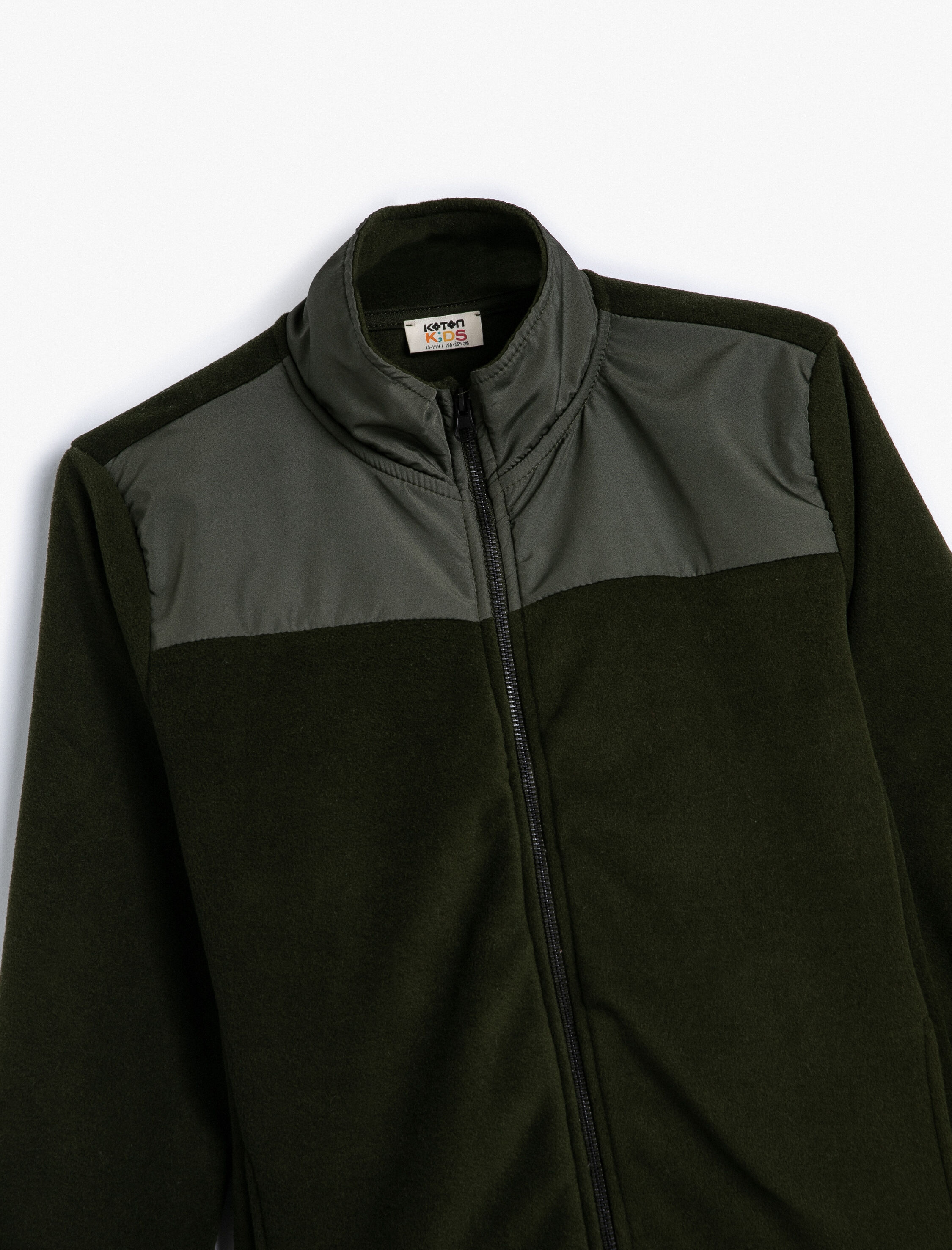  Erkek Çocuk Fermuarlı Polar Sweatshirt Dik Yaka Uzun Kollu