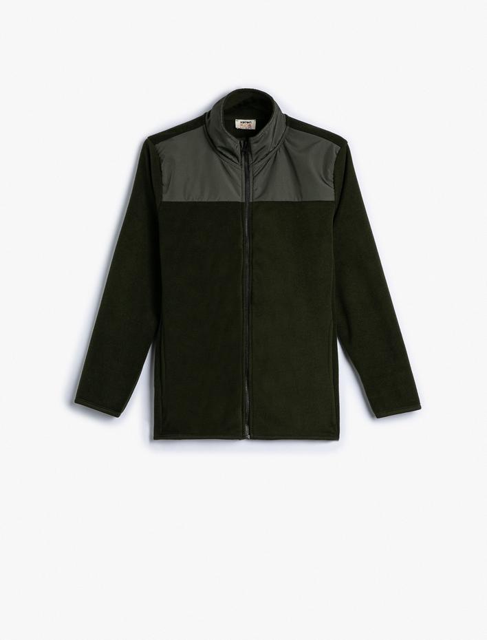 Erkek Çocuk Fermuarlı Polar Sweatshirt Dik Yaka Uzun Kollu