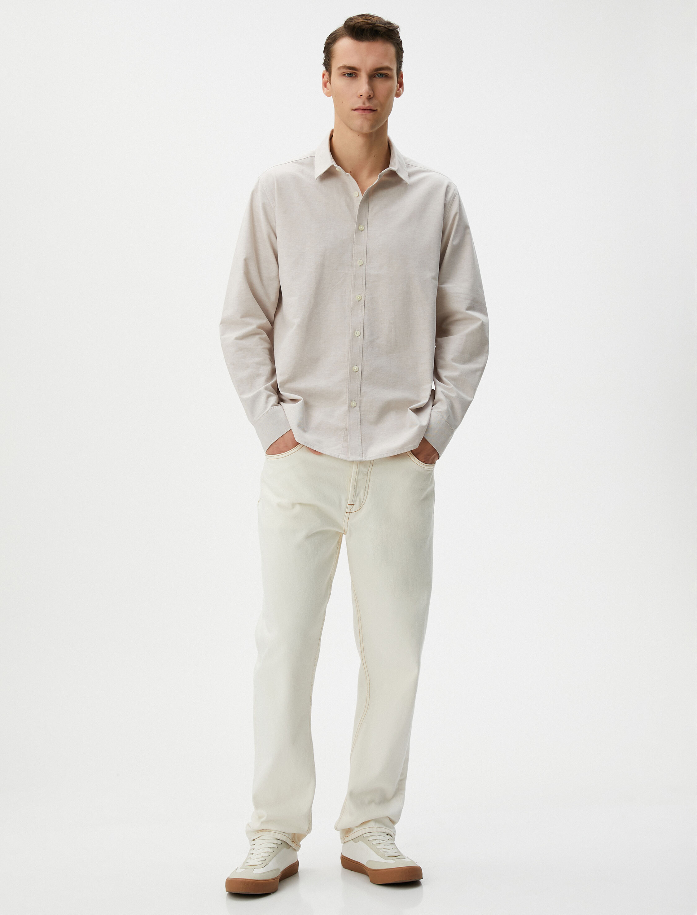   Klasik Gömlek Uzun Kollu Düğmeli Pamuklu