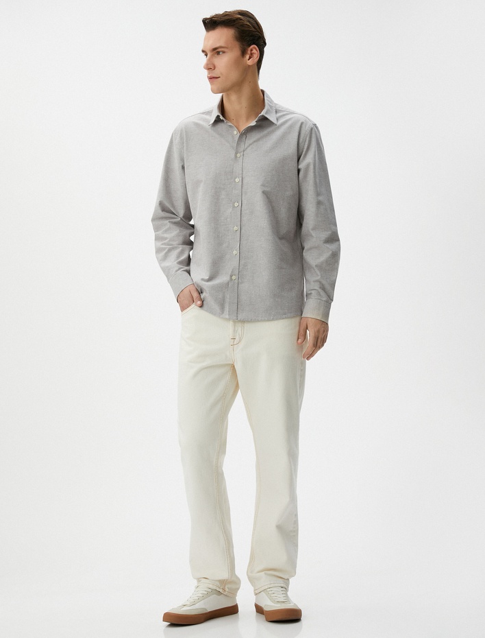  Klasik Gömlek Uzun Kollu Düğmeli Pamuklu