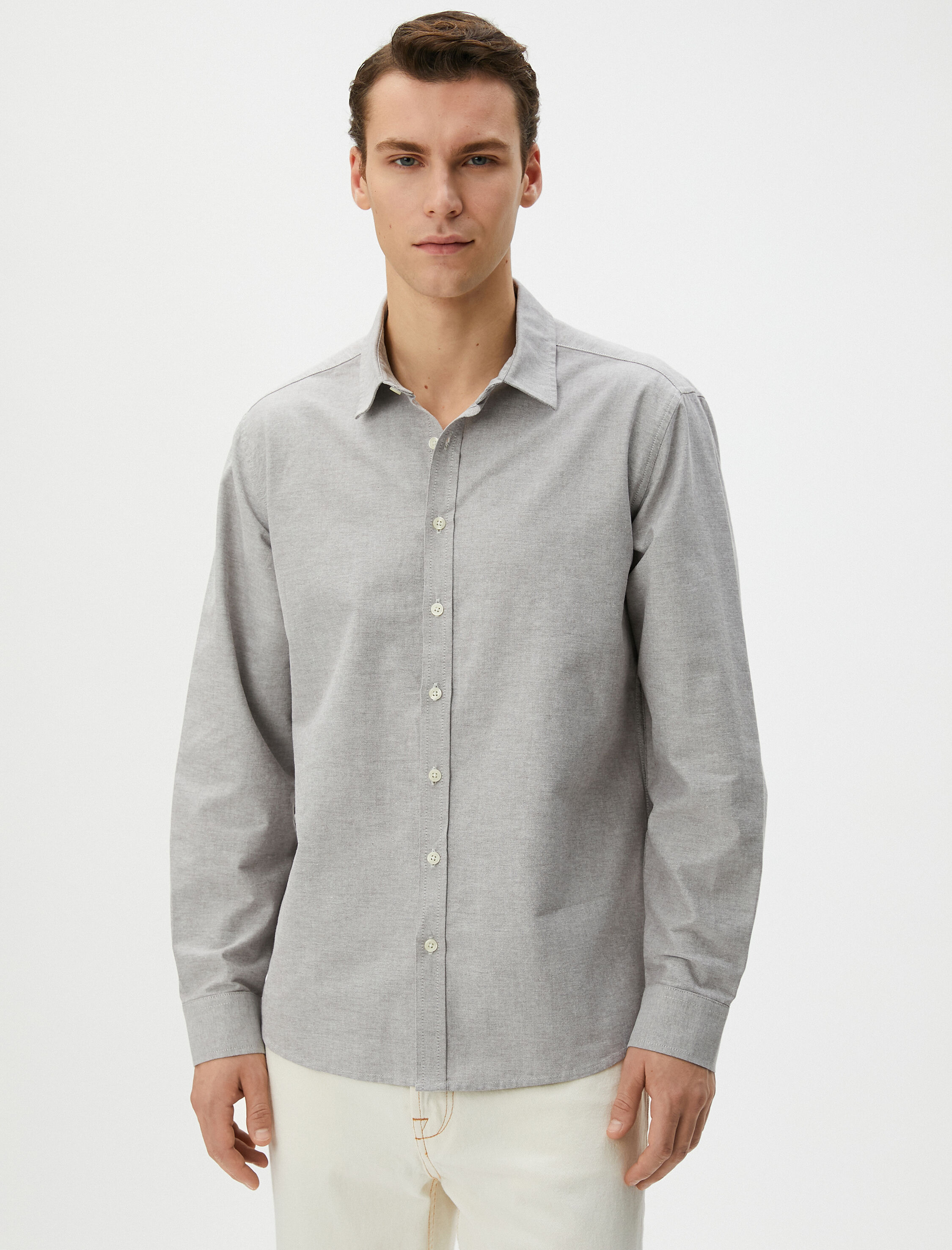   Klasik Gömlek Uzun Kollu Düğmeli Pamuklu