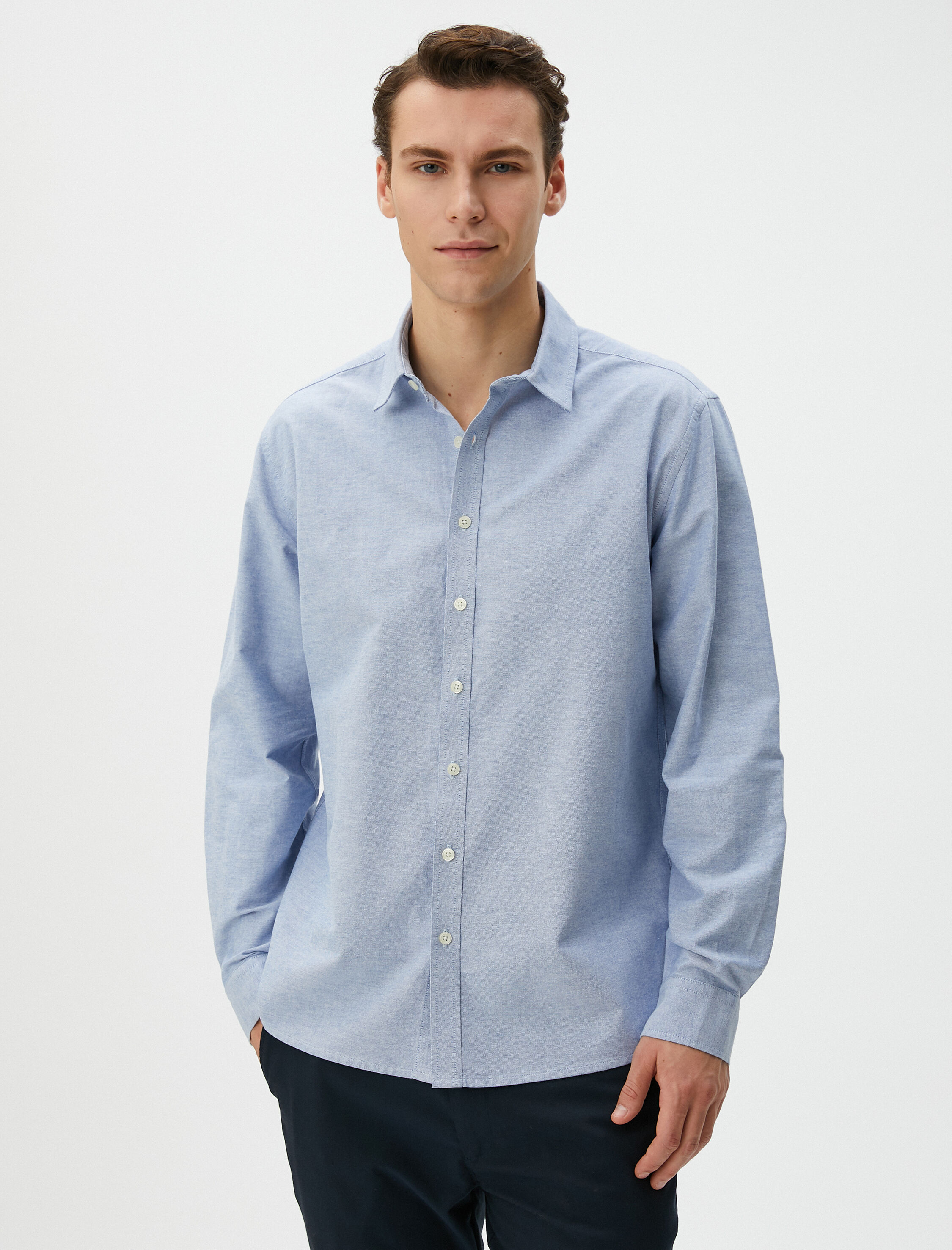   Klasik Gömlek Uzun Kollu Düğmeli Pamuklu