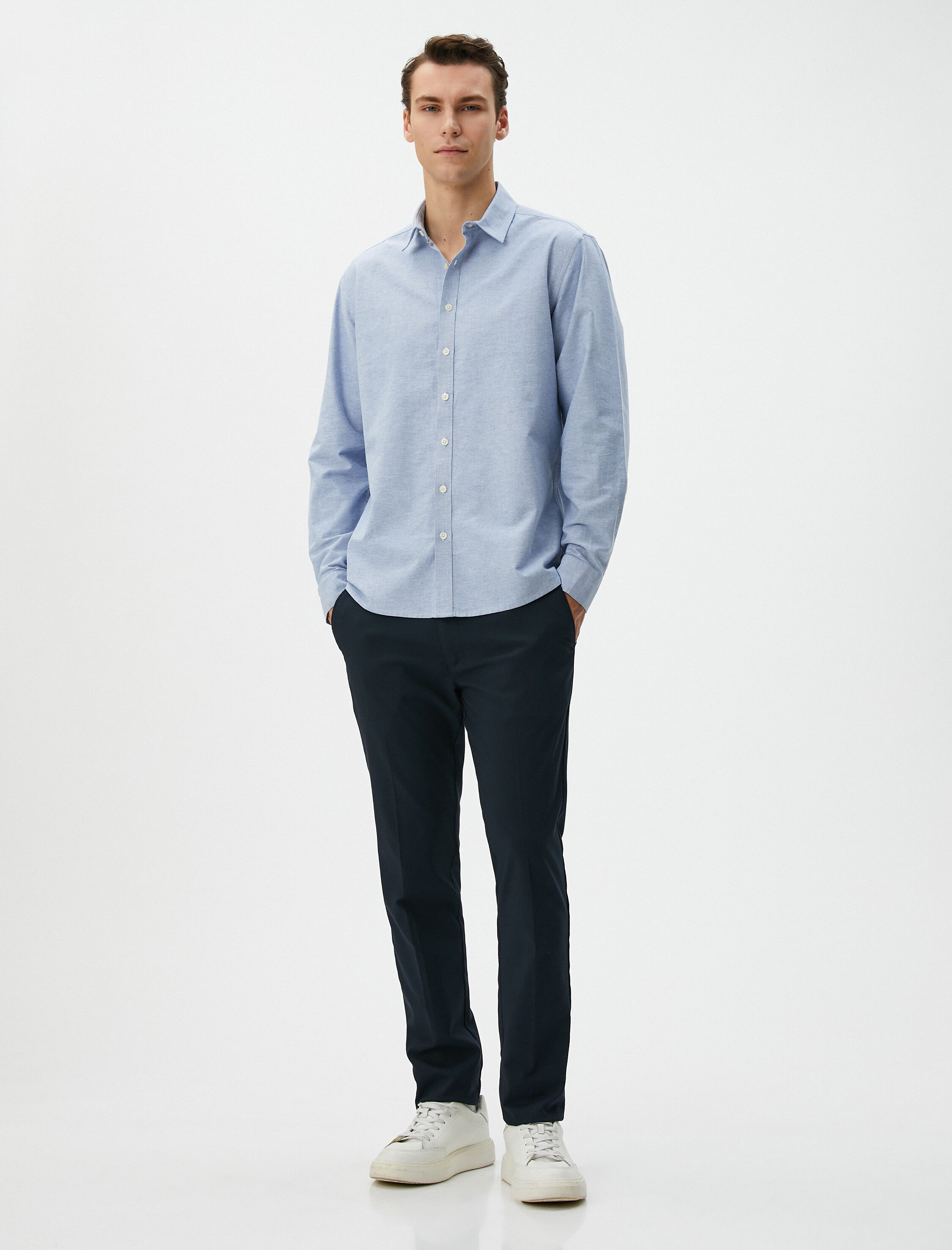   Klasik Gömlek Uzun Kollu Düğmeli Pamuklu