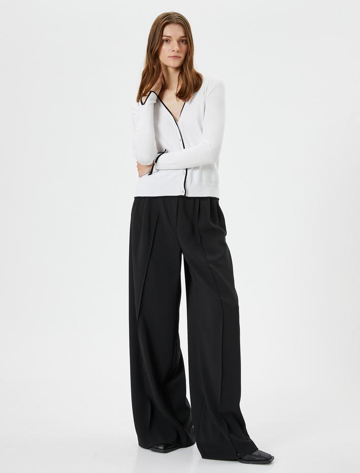  Triko Hırka İnci Düğmeli V Yaka