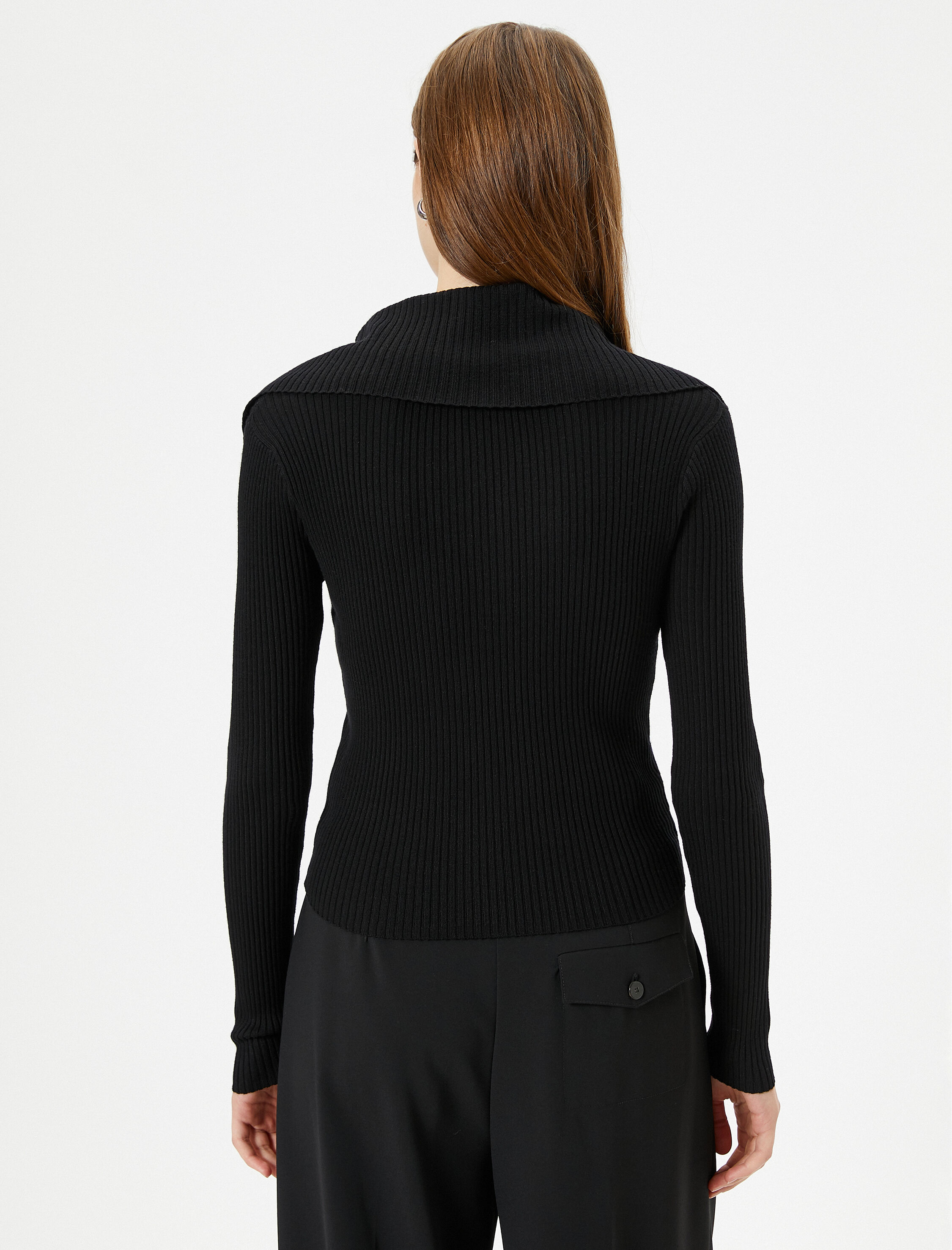   Triko Kazak Geniş Yaka Çıtçıt Düğmeli Fitilli