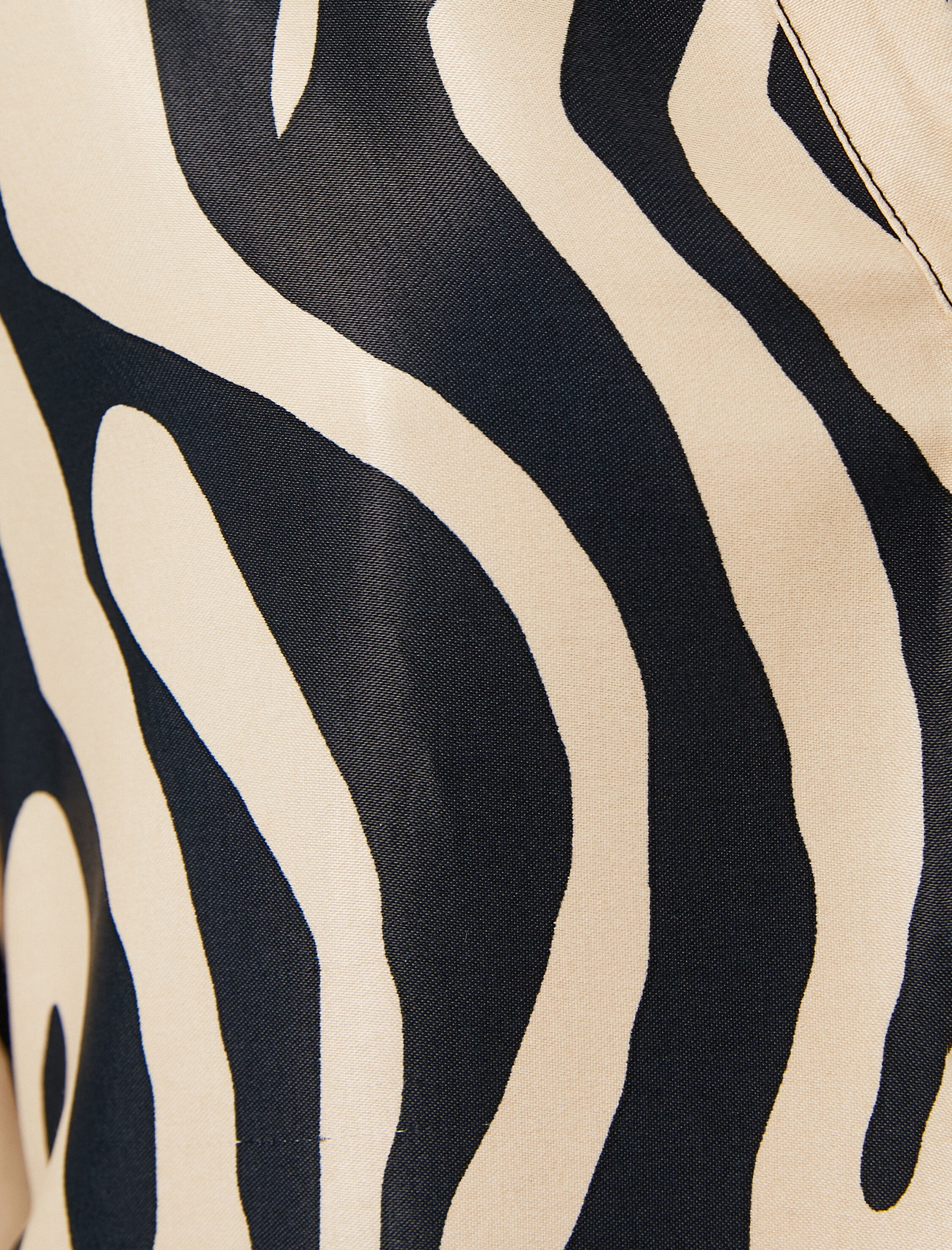   Zebra Desenli Gömlek Saten Düğmeli Klasik Yaka Regular Fit