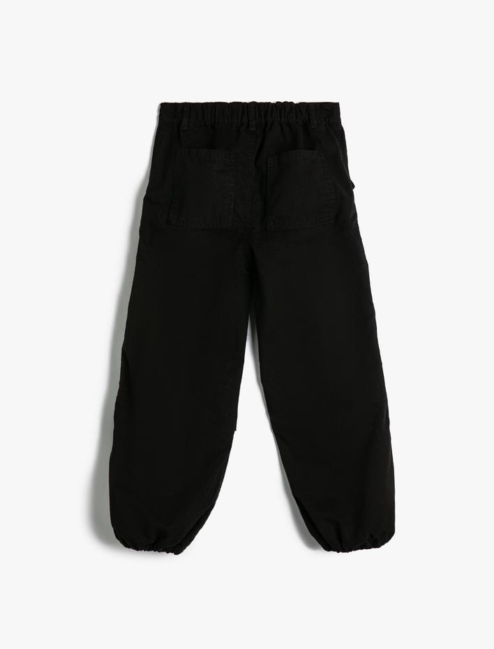 Kız Çocuk Paraşüt Jogger Kot Pantolon Pamuklu Beli Lastikli Cepli - Parachute Jean