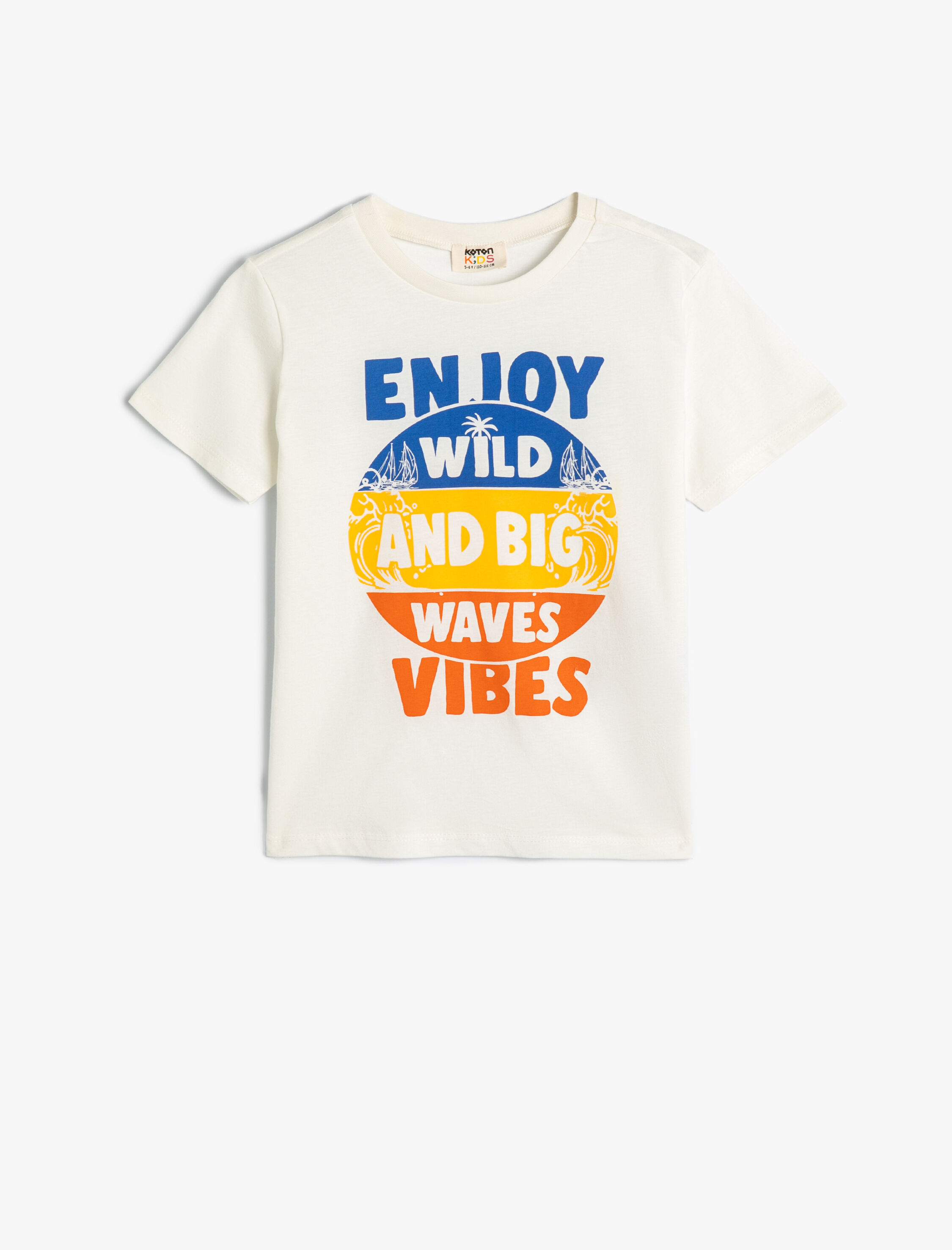  Erkek Çocuk Tişört Kısa Kollu Bisiklet Yaka Slogan Baskılı Pamuklu