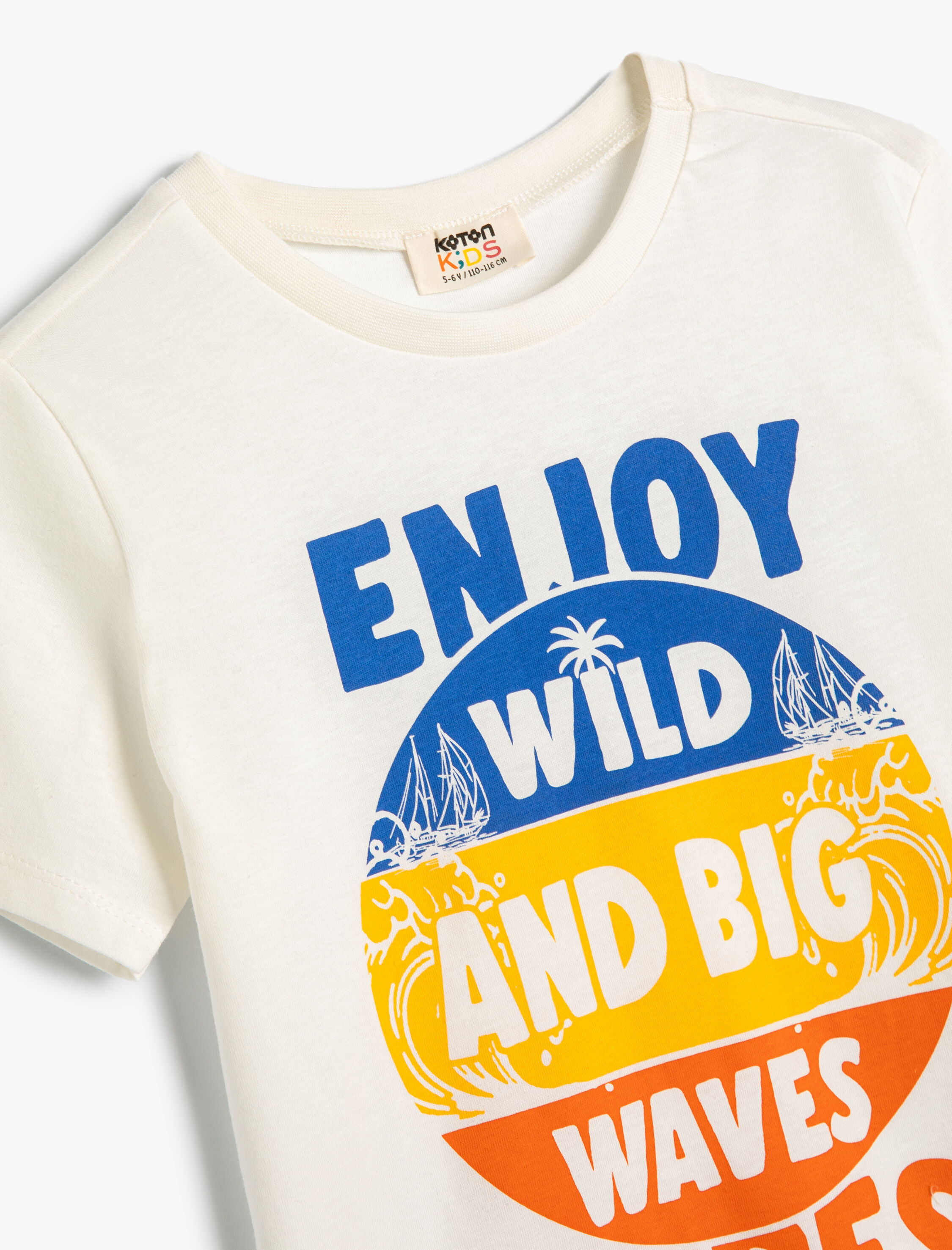  Erkek Çocuk Tişört Kısa Kollu Bisiklet Yaka Slogan Baskılı Pamuklu