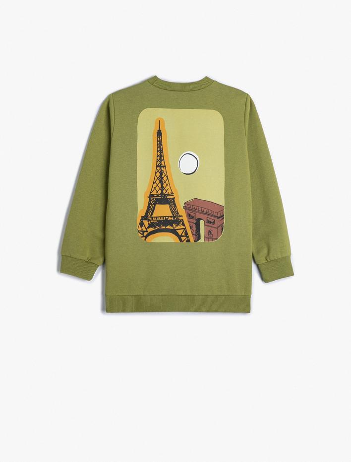 Erkek Çocuk Sweat Uzun Kollu Bisiklet Yaka Şehir Baskılı Şardonlu