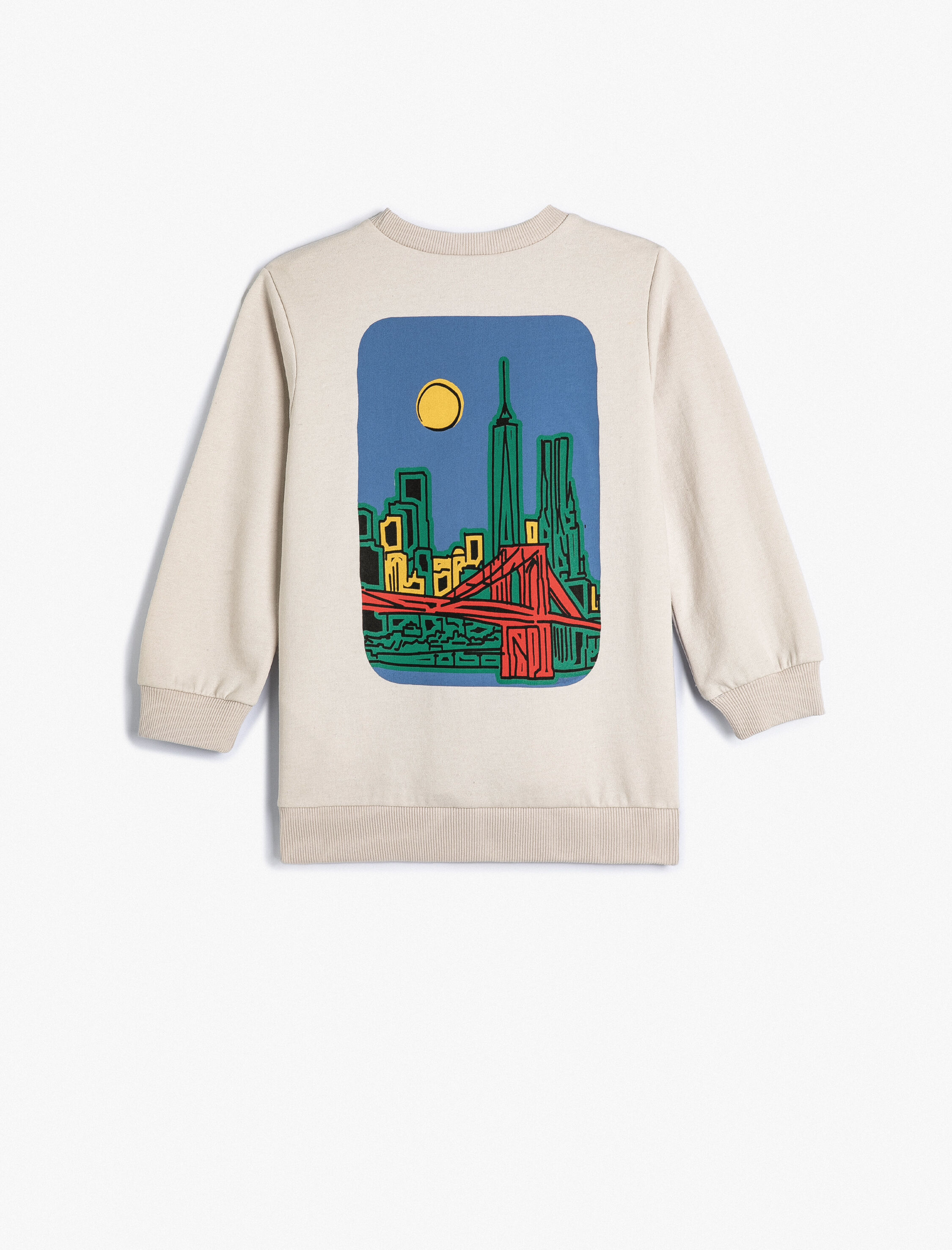  Erkek Çocuk Sweat Uzun Kollu Bisiklet Yaka Şehir Baskılı Şardonlu