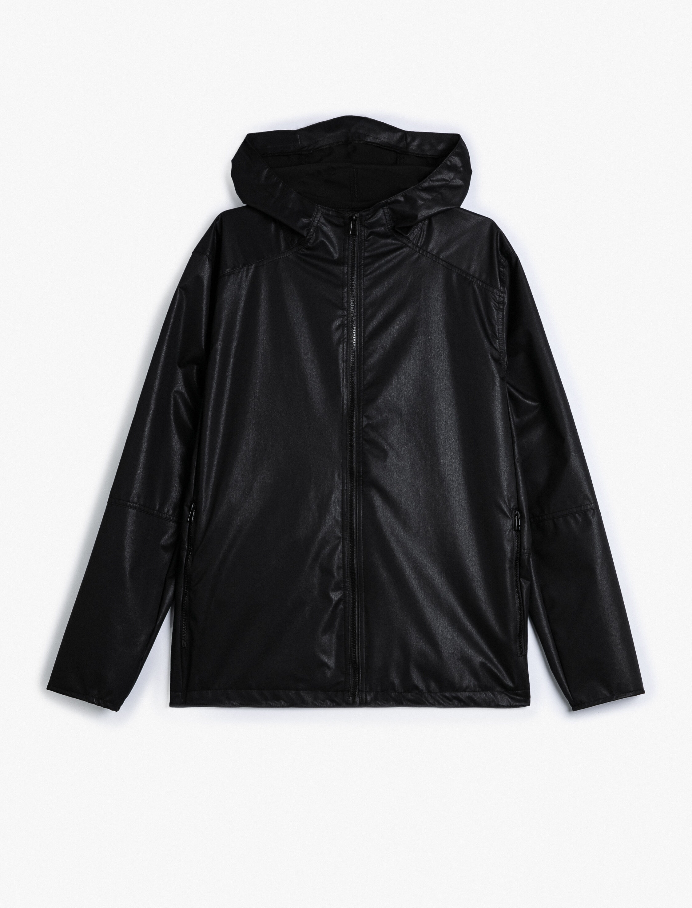   Oversize Spor Ceket Su Geçirmez Fermuarlı Kapşonlu Cep Detaylı