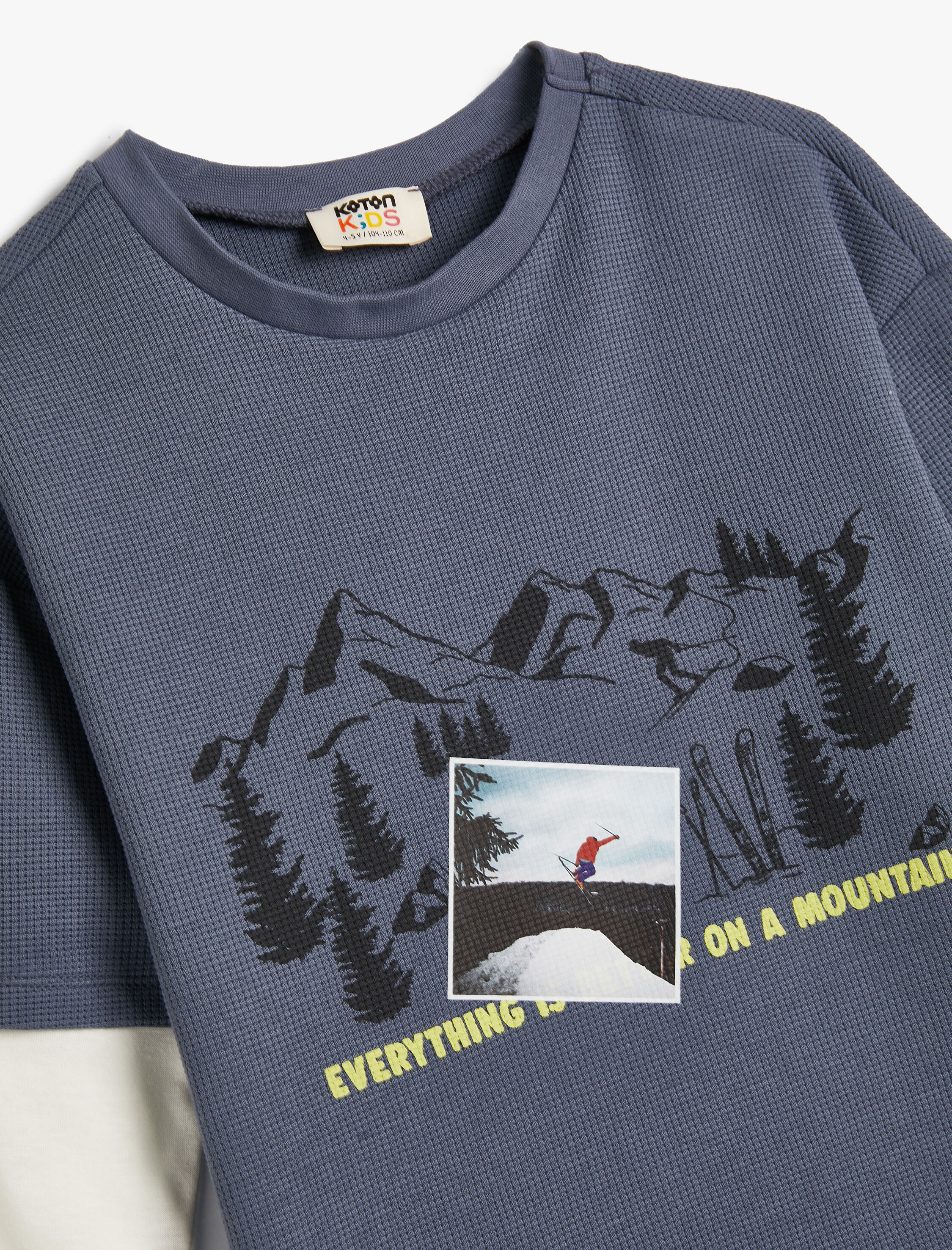  Erkek Çocuk Tişört Uzun Kollu Bisiklet Yaka Kayak Temalı Pamuklu