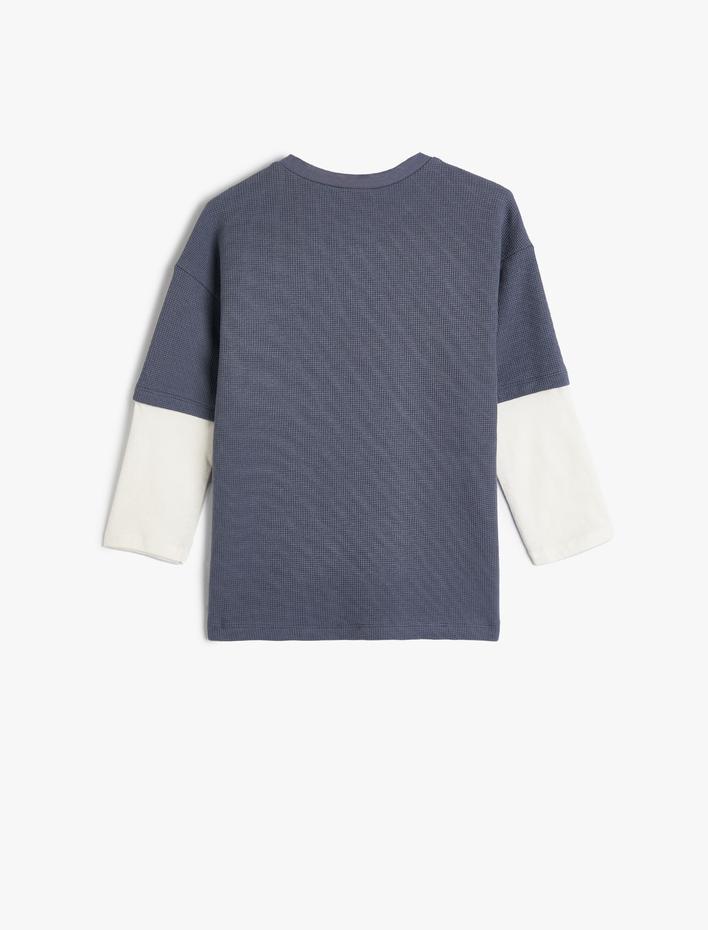 Erkek Çocuk Tişört Uzun Kollu Bisiklet Yaka Kayak Temalı Pamuklu