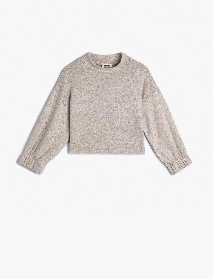 Kız Çocuk Basic Sweat Bisiklet Yaka Uzun Kollu Yumuşak Dokulu Manşetleri Lastikli