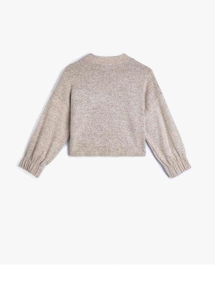 Kız Çocuk Basic Sweat Bisiklet Yaka Uzun Kollu Yumuşak Dokulu Manşetleri Lastikli