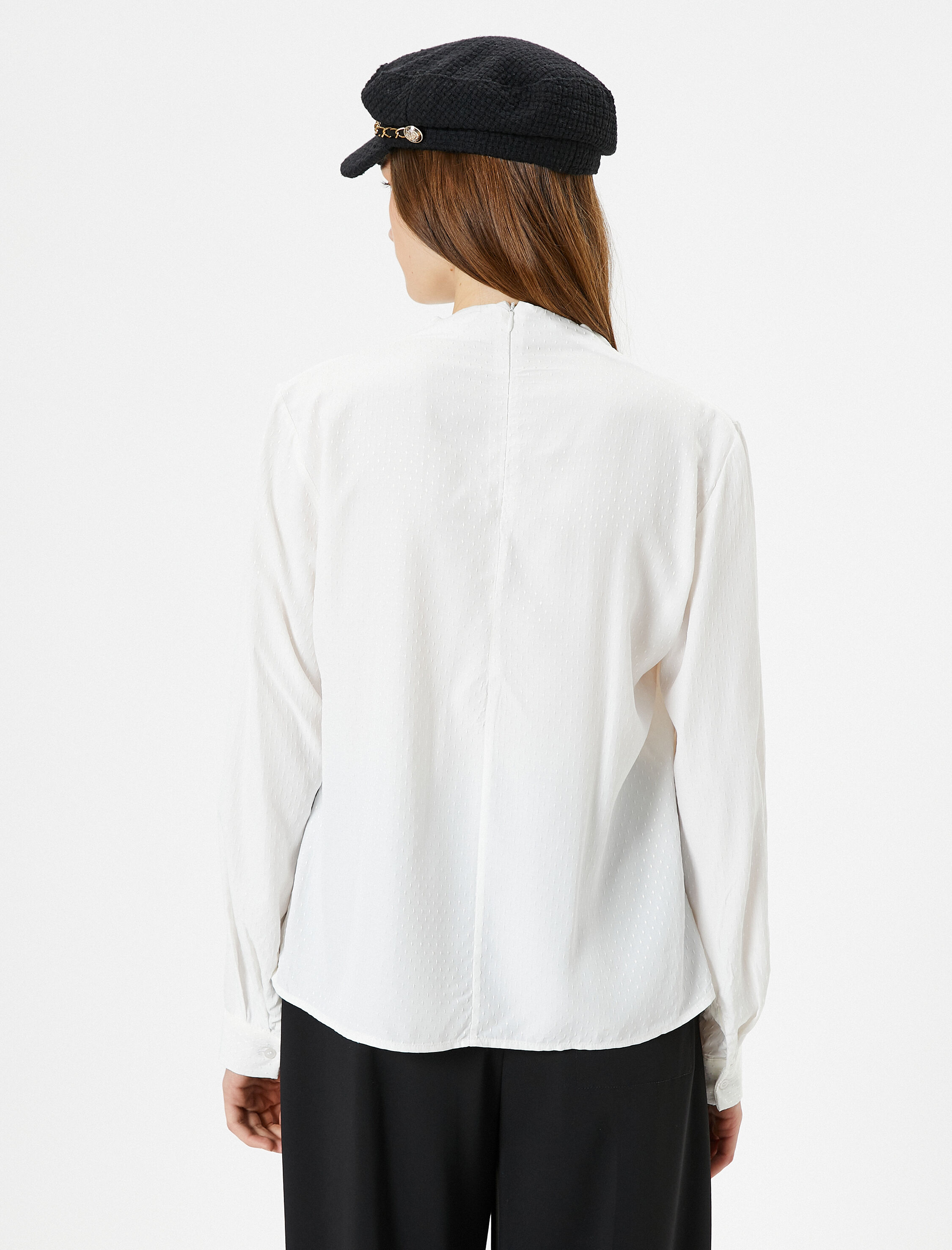   Degaje Yaka Bluz Gold Düğmeli