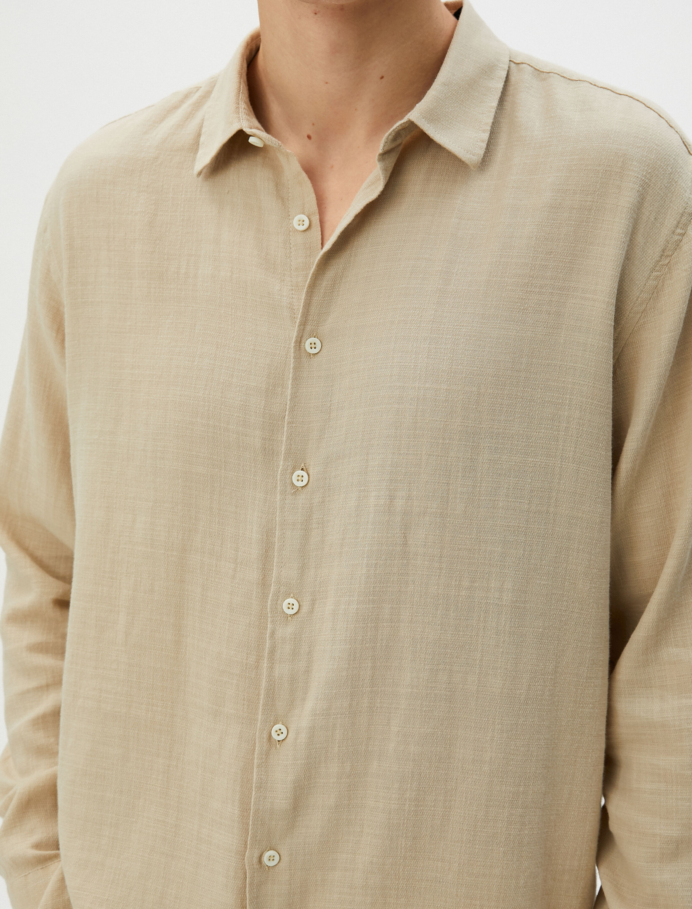   İtalyan Yaka Gömlek Uzun Kollu Pamuklu Regular Fit