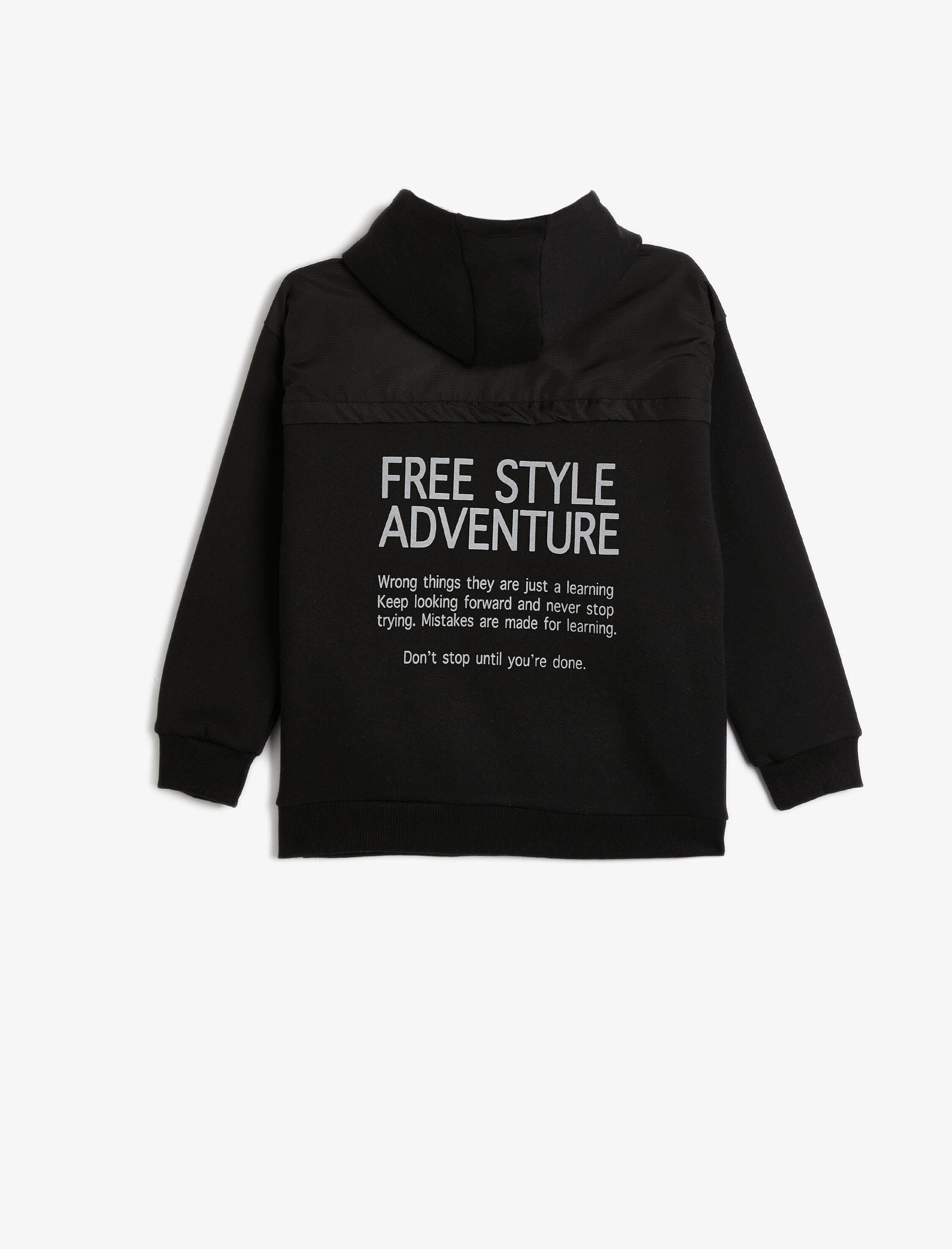  Erkek Çocuk Kapşonlu Sweat Uzun Kollu Slogan Baskılı Cep Detaylı Şardonlu