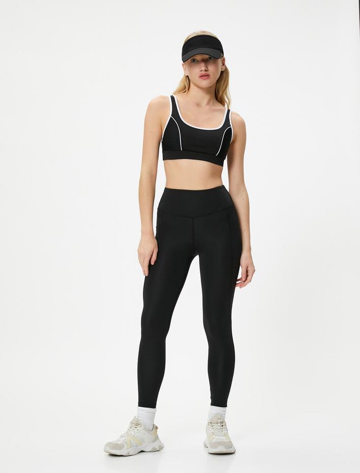 Basic Spor Tayt Yüksek Bel Slim Fit Aplike Cep Detaylı