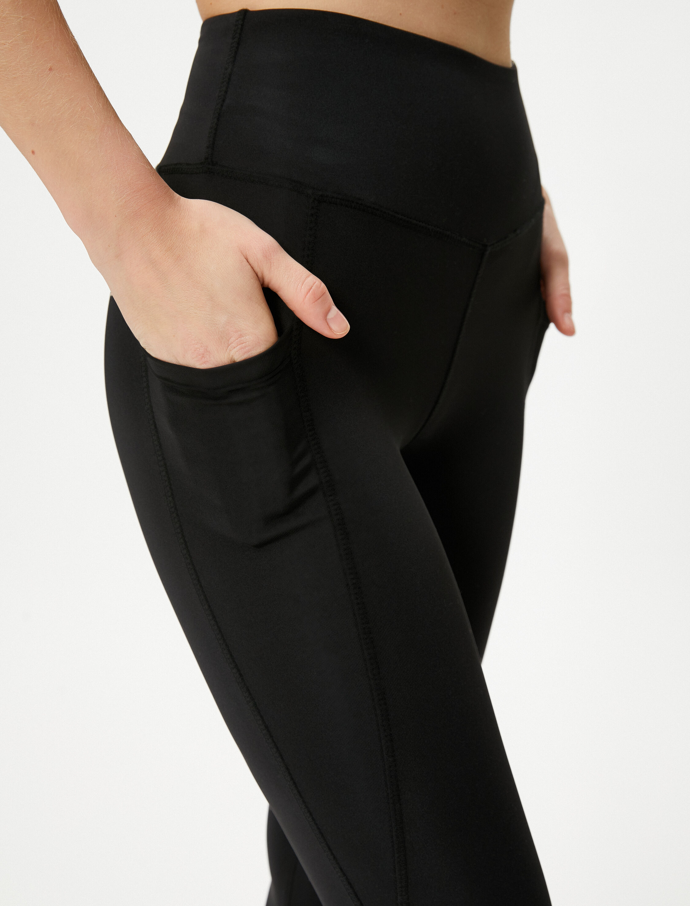   Basic Spor Tayt Yüksek Bel Slim Fit Aplike Cep Detaylı