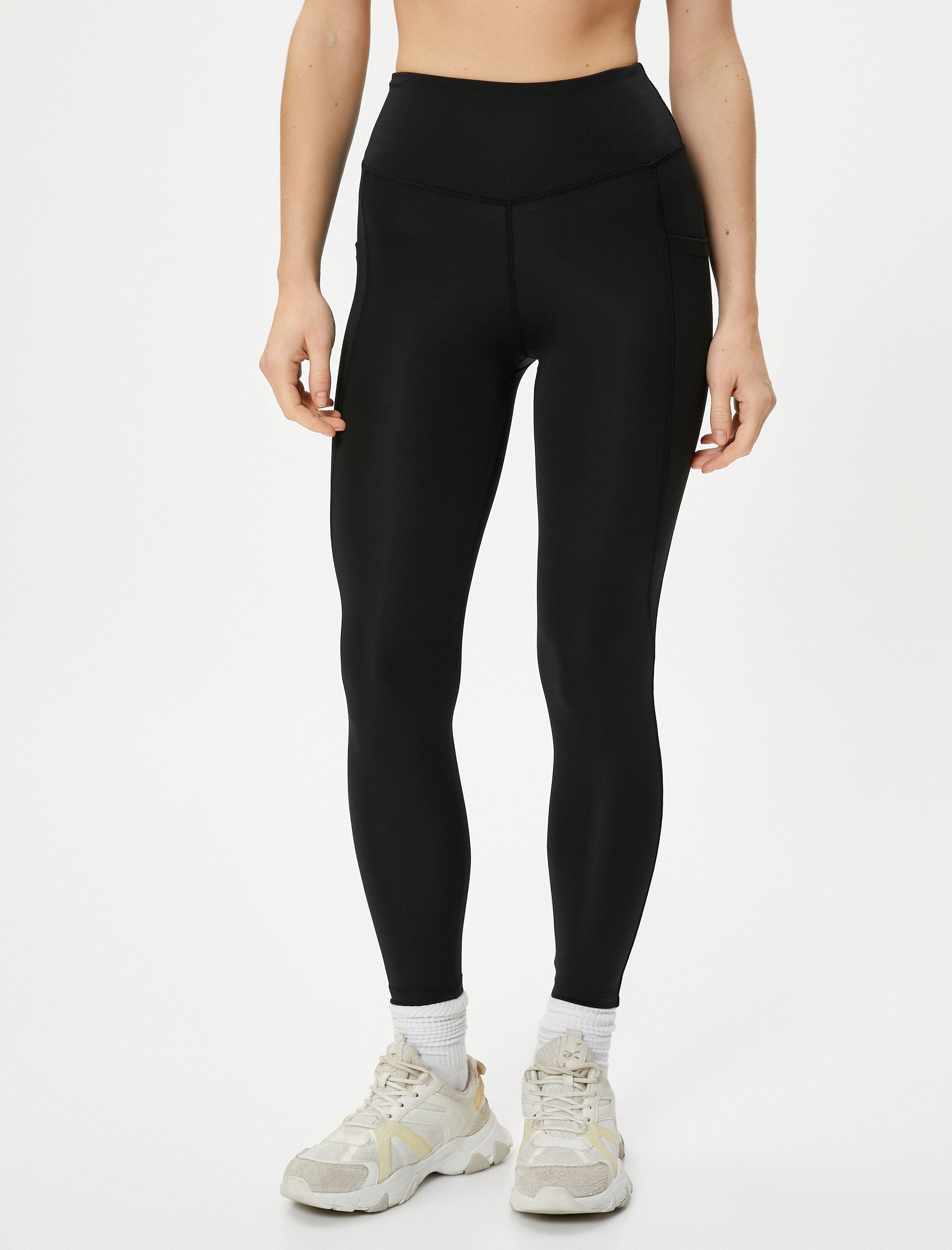   Basic Spor Tayt Yüksek Bel Slim Fit Aplike Cep Detaylı