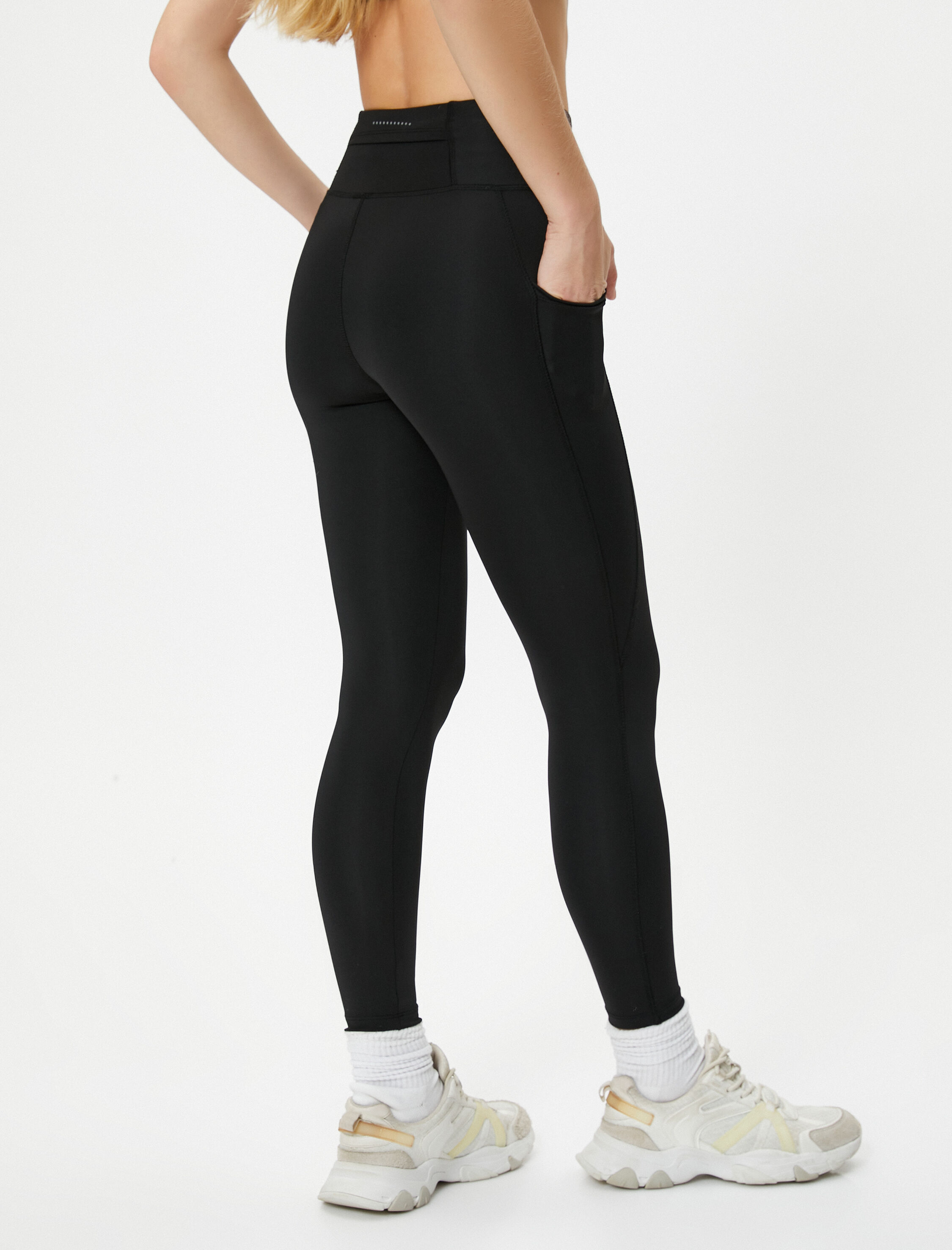   Basic Spor Tayt Yüksek Bel Slim Fit Aplike Cep Detaylı