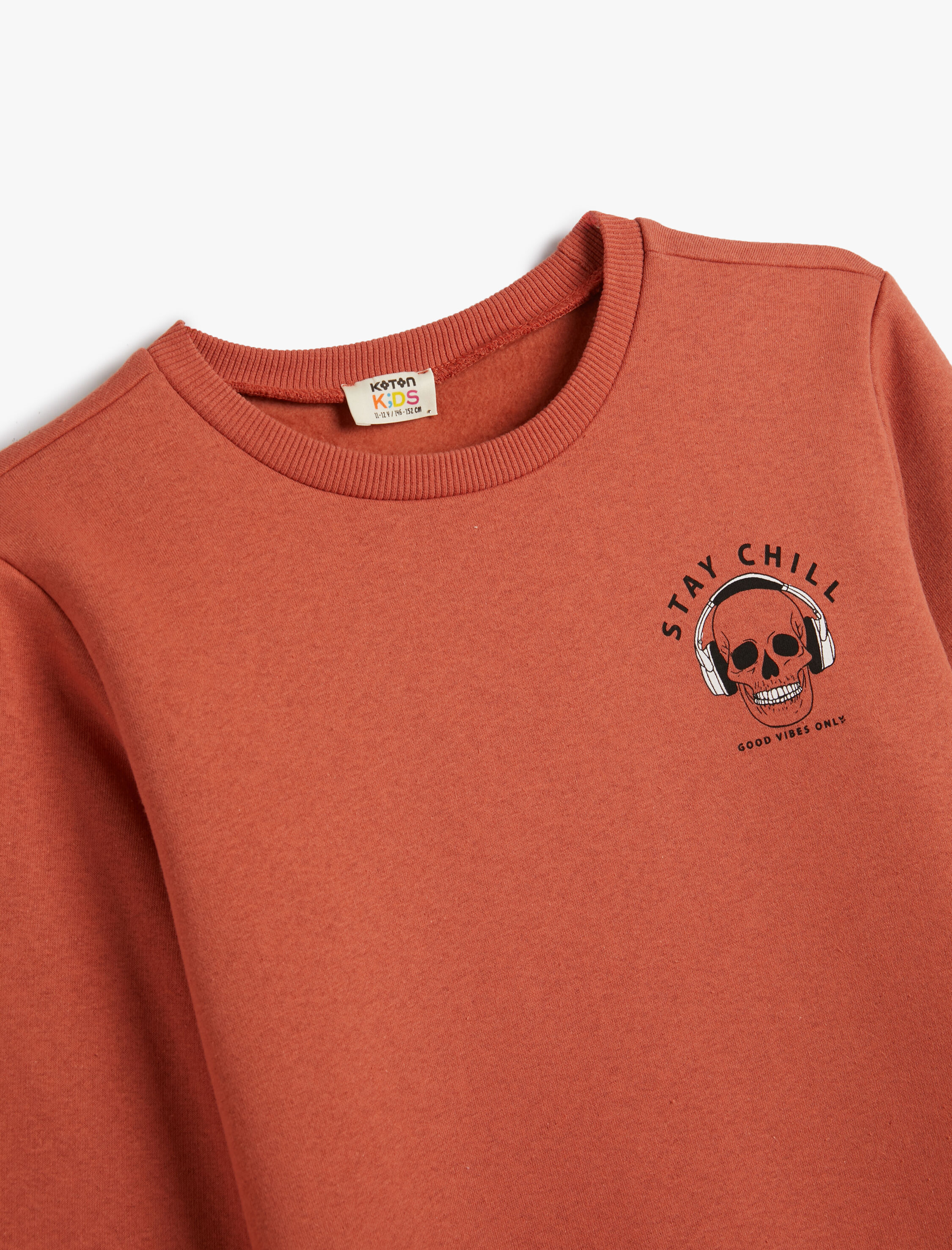  Erkek Çocuk Sweat Uzun Kollu Bisiklet Yaka Kuru Kafa Baskılı Şardonlu