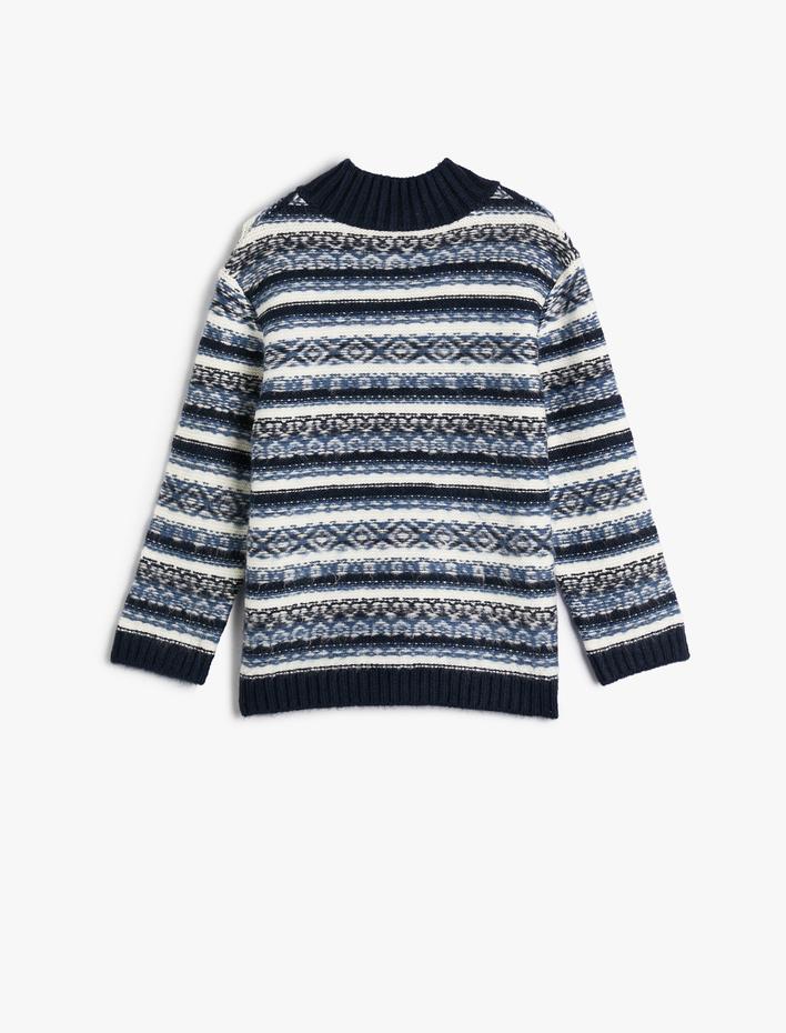 Erkek Çocuk Yarım Balıkçı Yaka Kazak Uzun Kollu