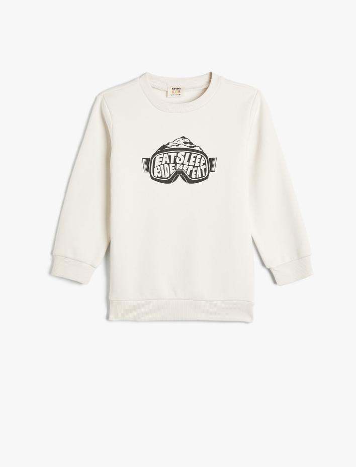 Erkek Çocuk Kış Temalı Sweat Uzun Kollu Bisiklet Yaka Şardonlu