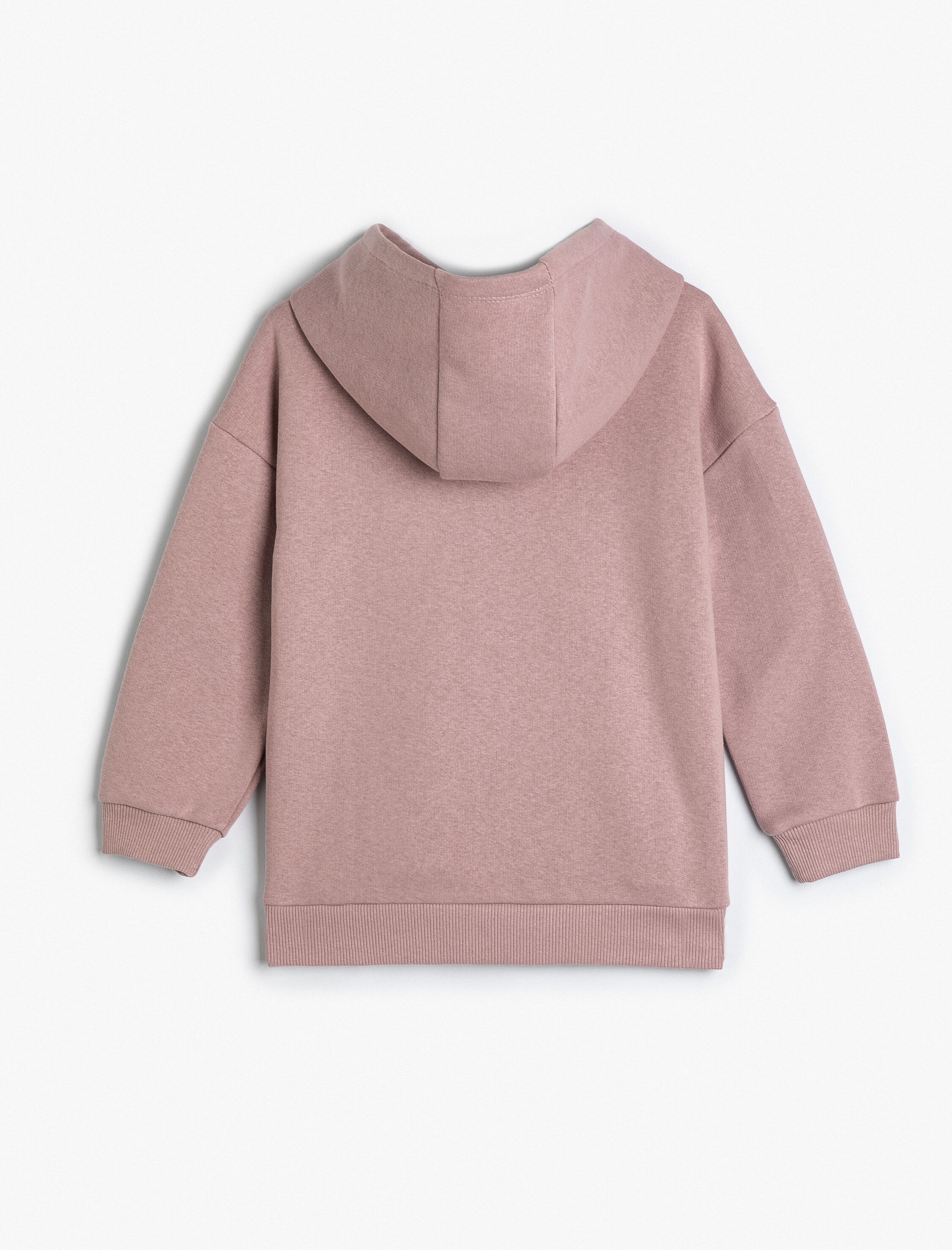  Kız Çocuk Kapşonlu Sweat Uzun Kollu Slogan Baskılı Şardonlu