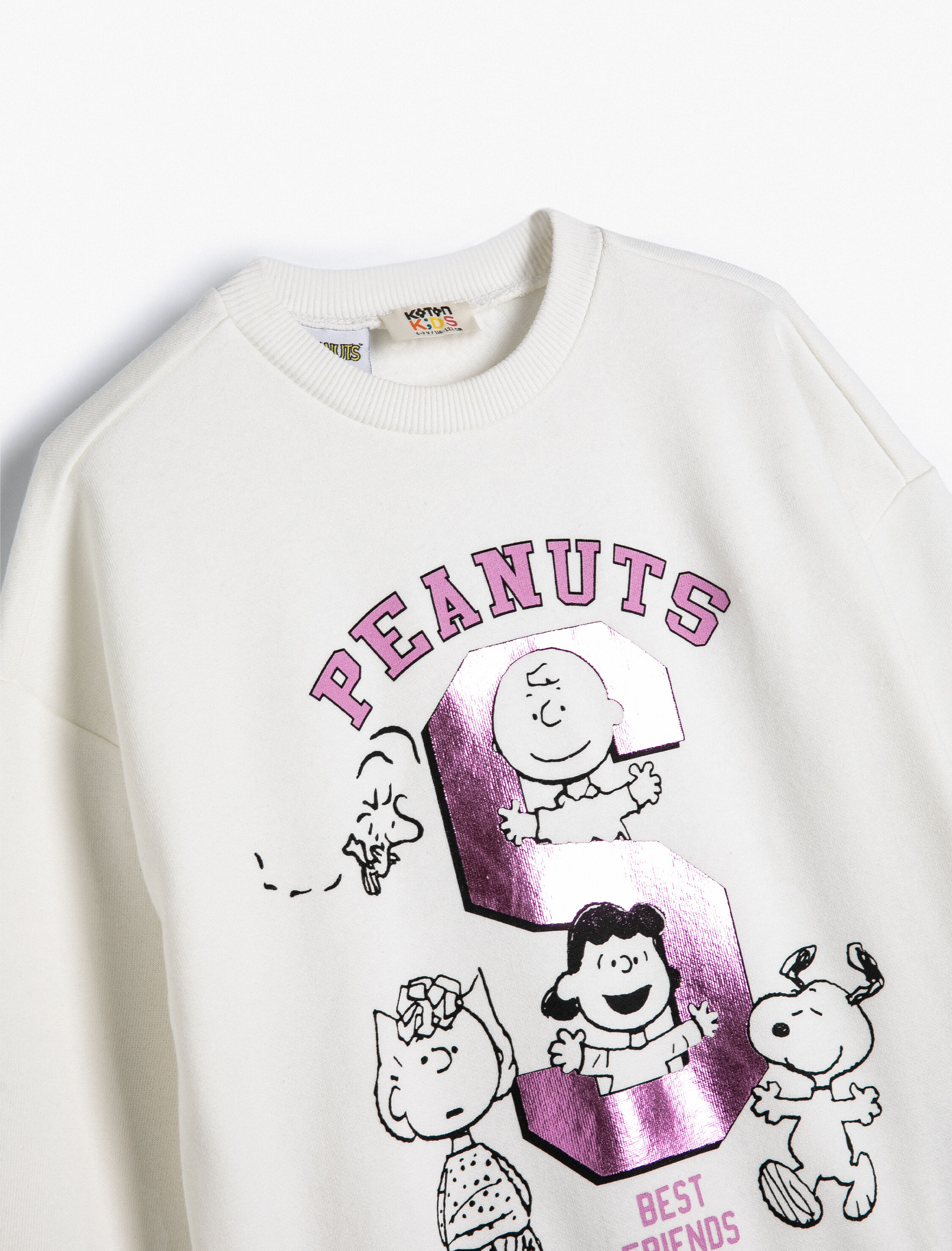  Kız Çocuk Snoopy Sweatshirt Lisanslı Uzun Kollu Bisiklet Yaka Şardonlu