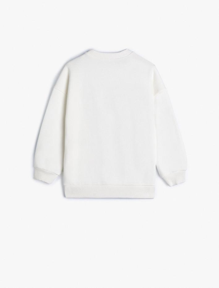 Kız Çocuk Snoopy Sweatshirt Lisanslı Uzun Kollu Bisiklet Yaka Şardonlu