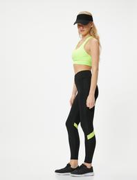 Spor Tayt Renk Kontrast Detaylı Yüksek Bel Skinny