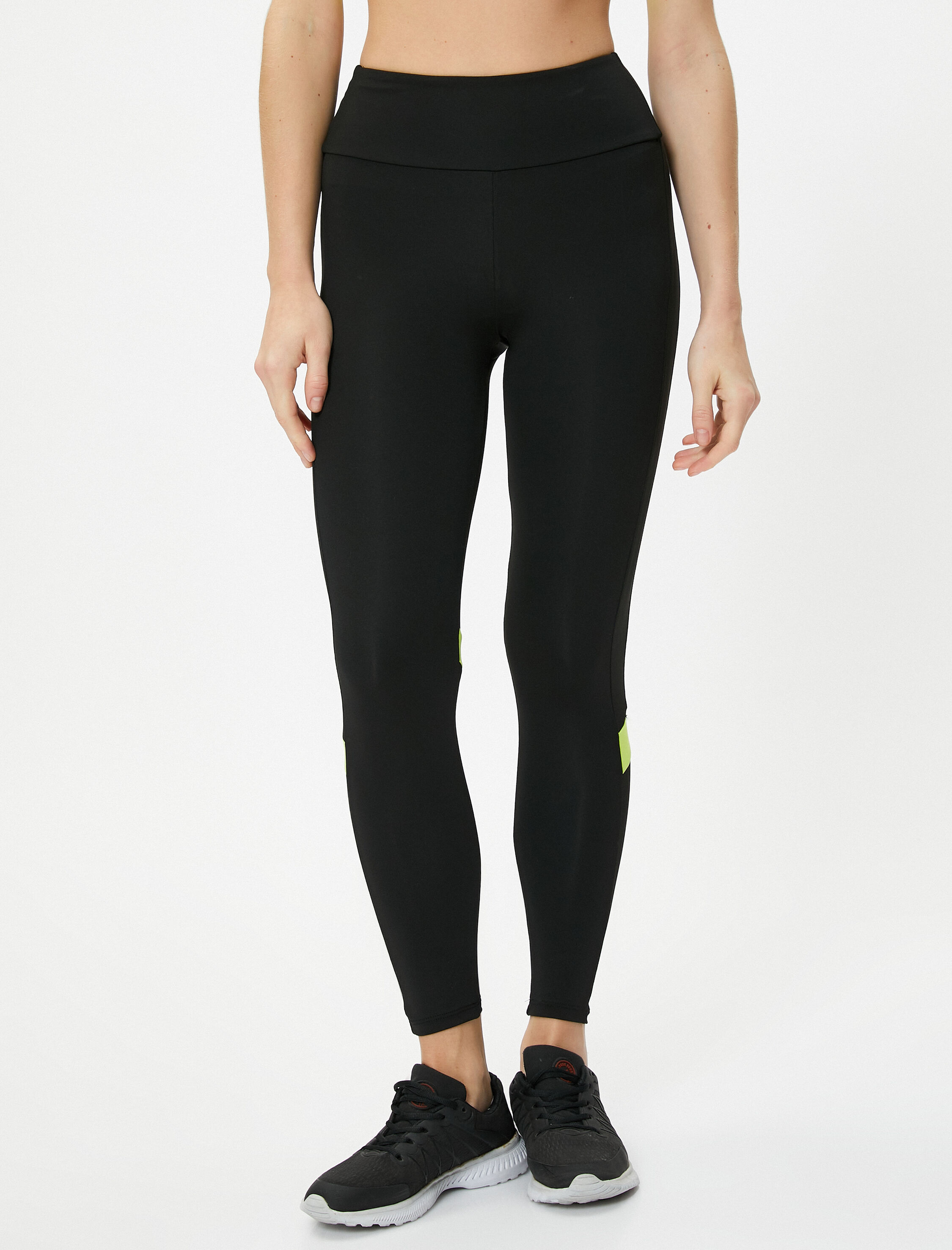   Spor Tayt Renk Kontrast Detaylı Yüksek Bel Skinny